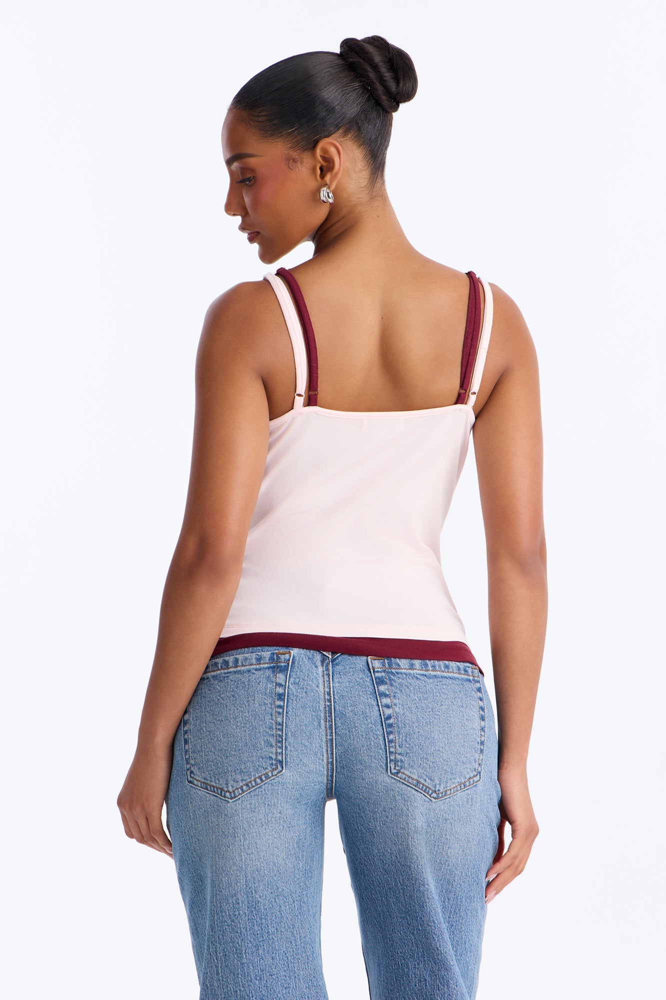 Soho Babe Double Layered Cami Top - Pink/combo Fashion Nova