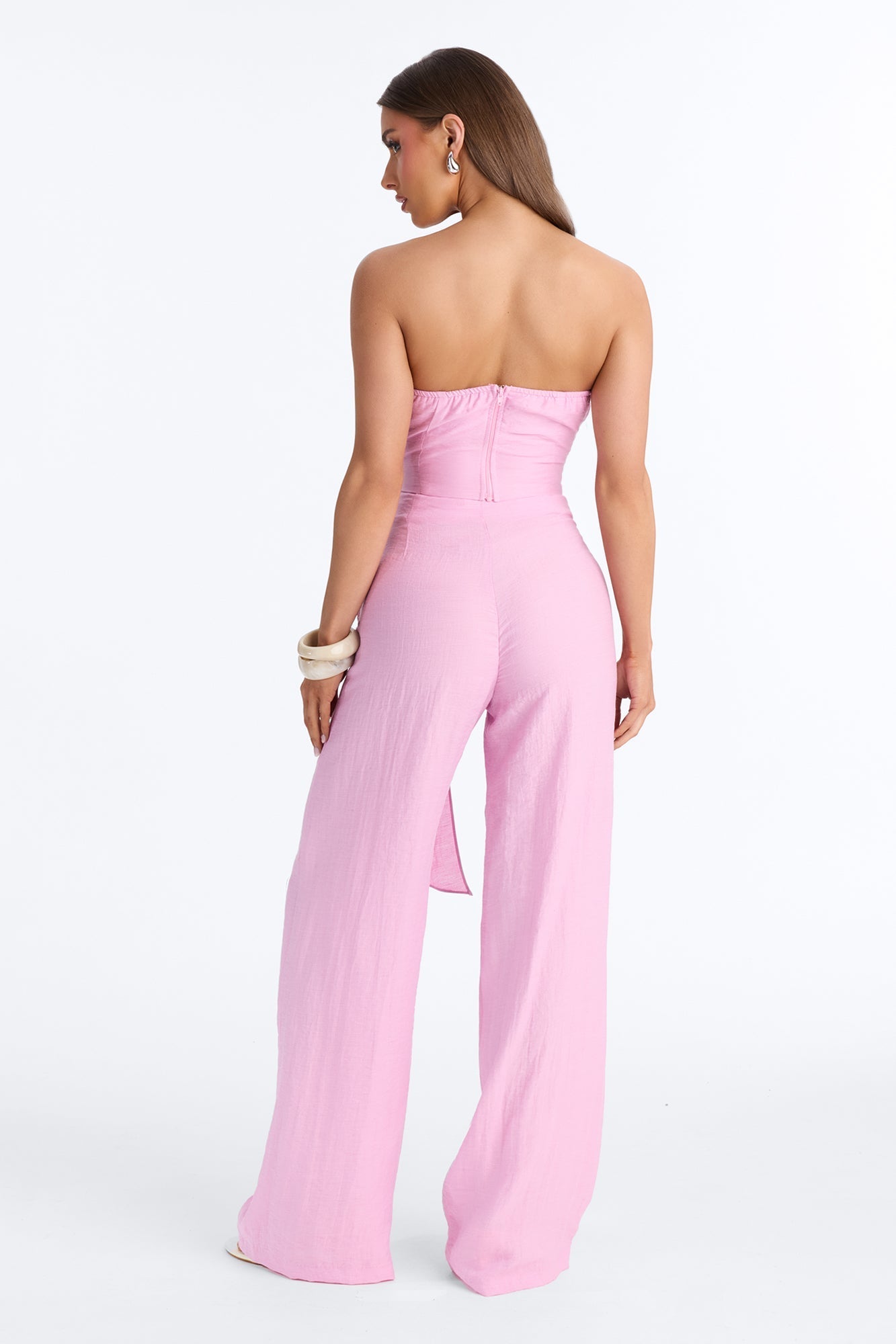 Zariah Strapless Linen Wrap Pant Set - Lilac