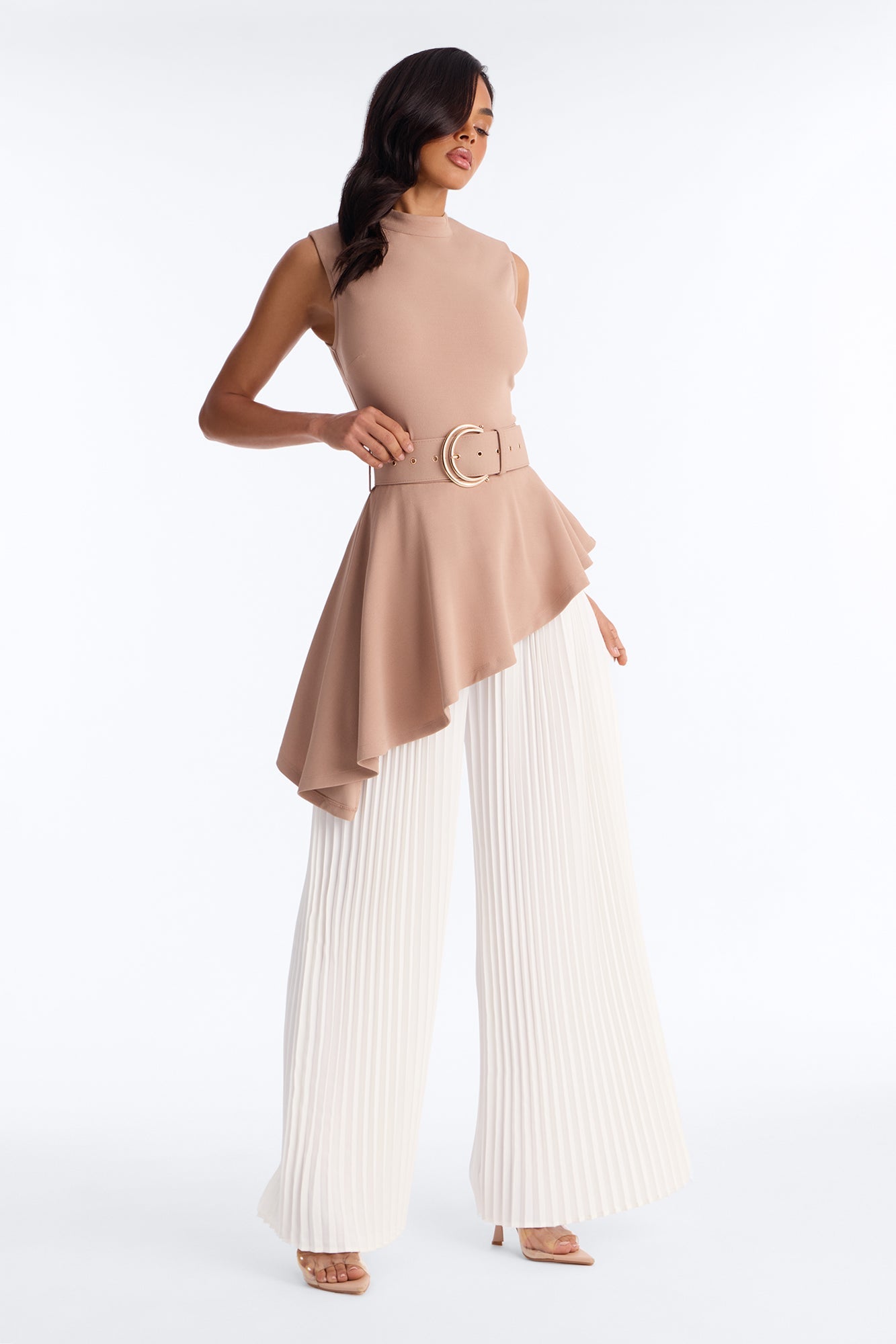 Rosa Twofer Belted Jumpsuit - Taupe
