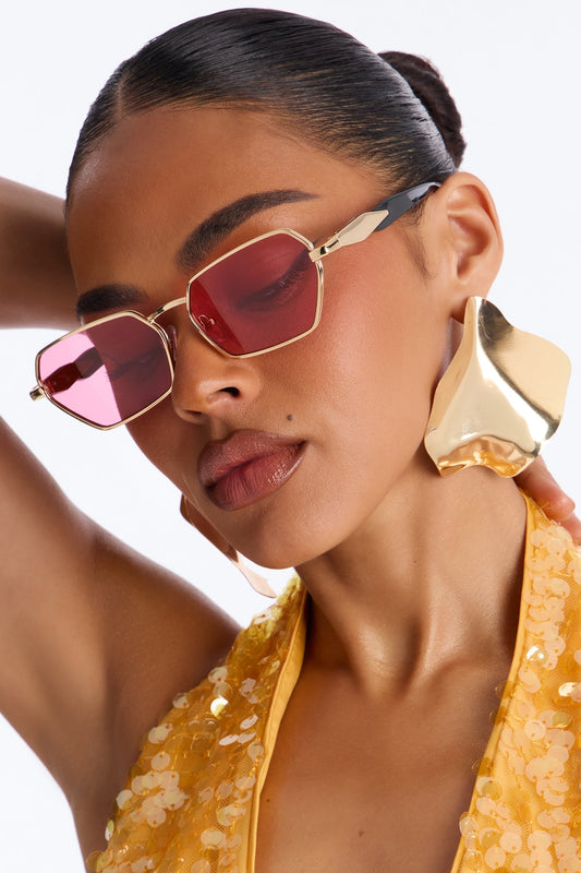 Abbot Kinney Blvd Sunglasses - Gold/Pink NEWFASHIONEDGE
