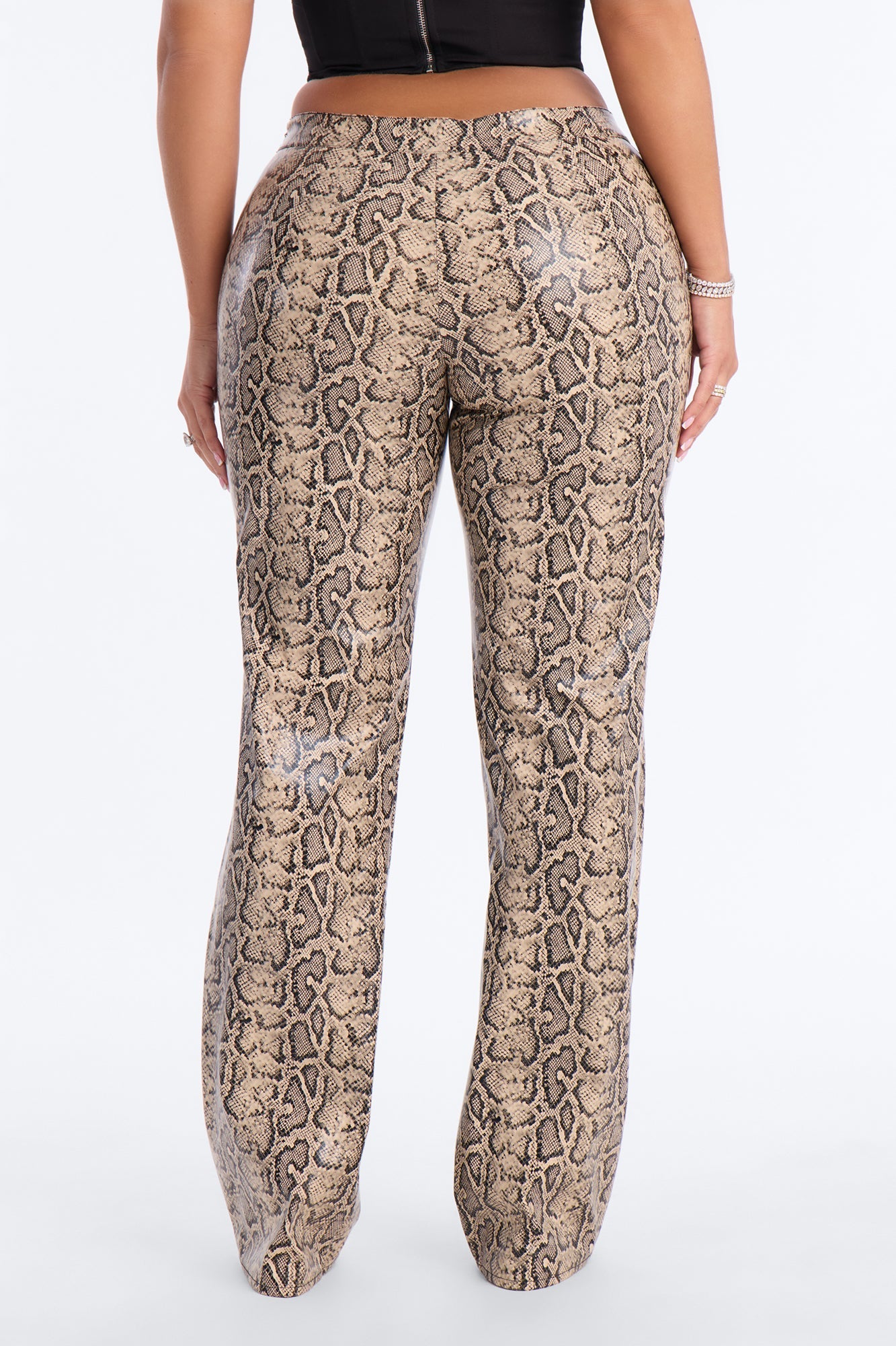 Valley Girl Lace Up Straight Leg Pant - Brown Combo