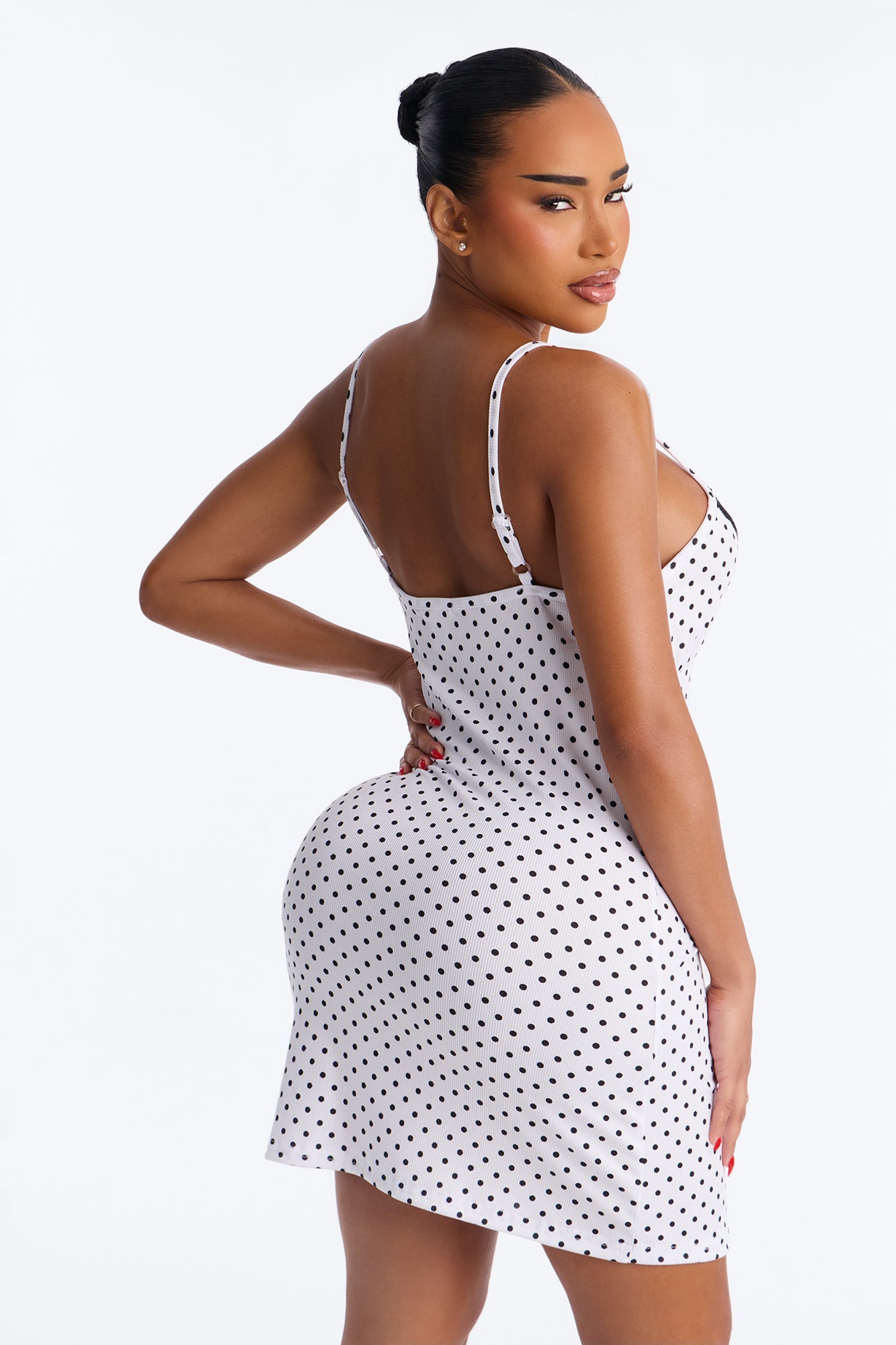 Stay Fresh Polka Dot PJ Sleep Dress - White/Black
