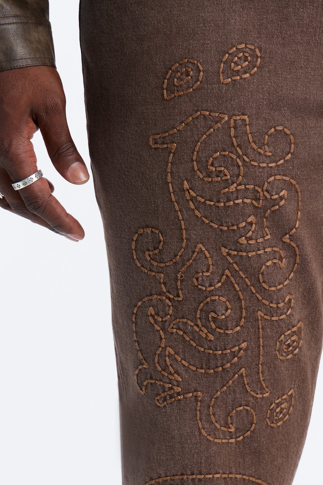 Stacked Skinny Flare Paisley Rodeo Jean - Brown