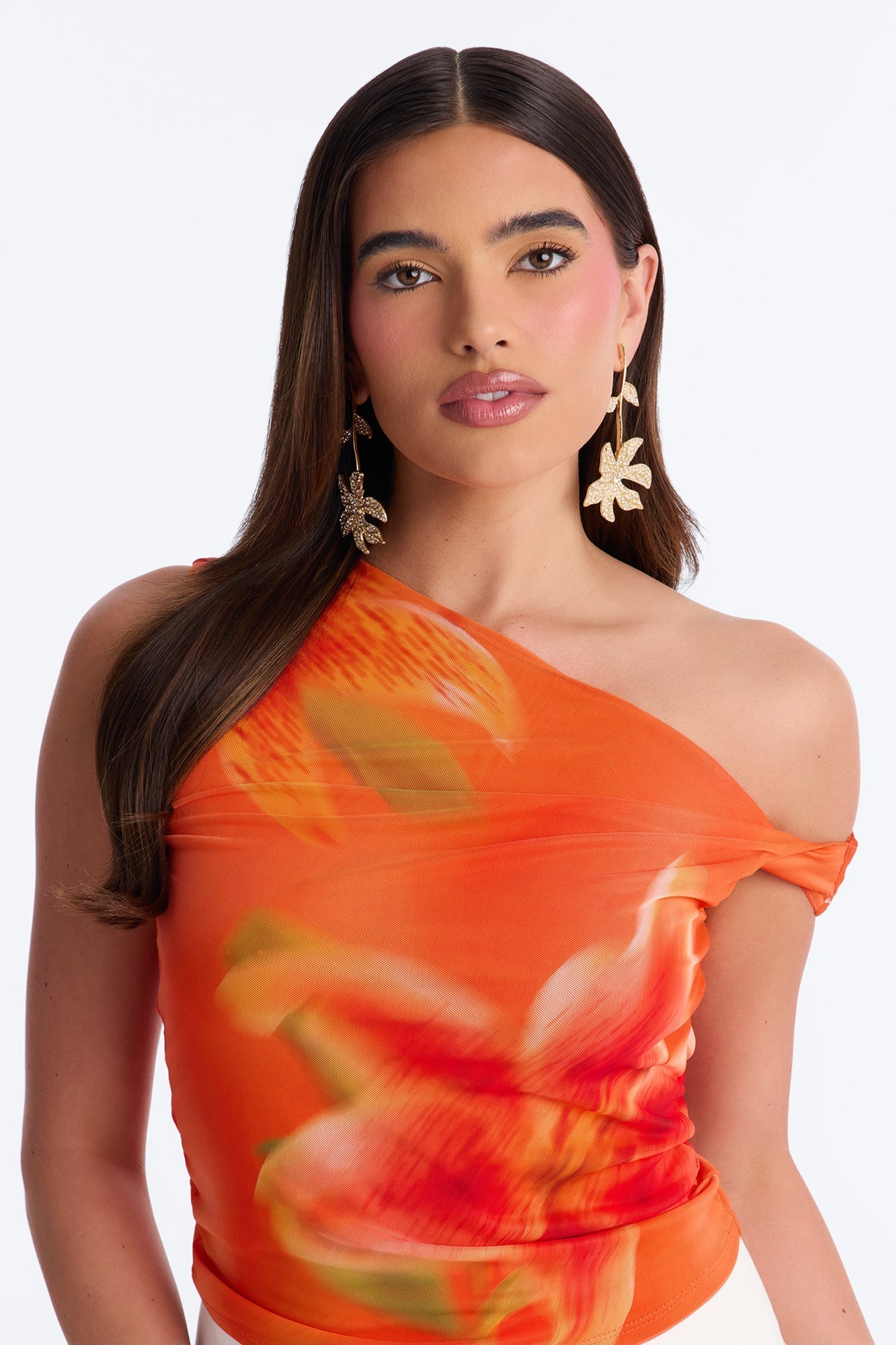Smell The Flowers Rhinestone Earrings - Gold NEWFASHIONEDGE