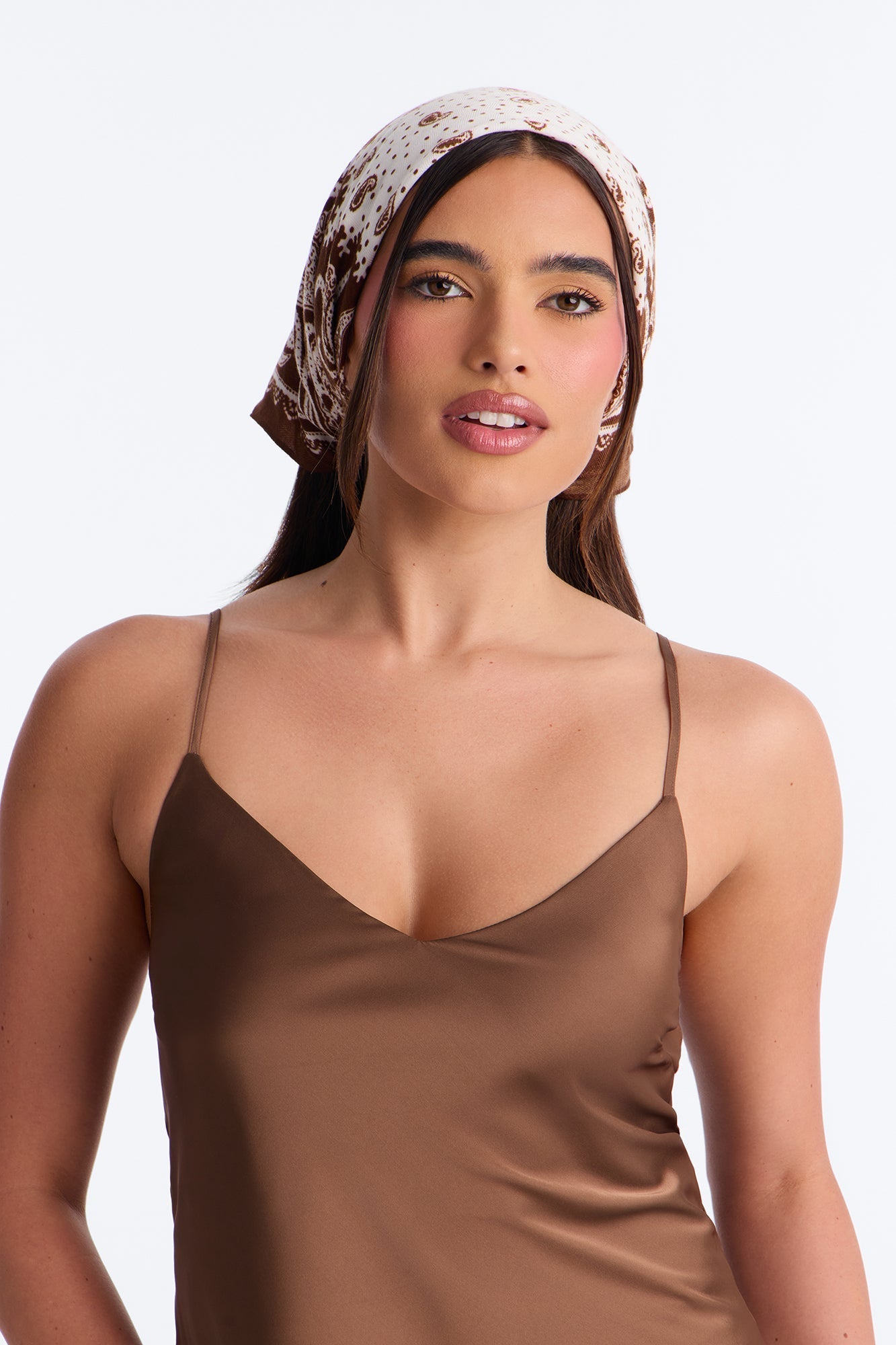 Daniela Paisley Oversized Head Scarf - Brown NEWFASHIONEDGE
