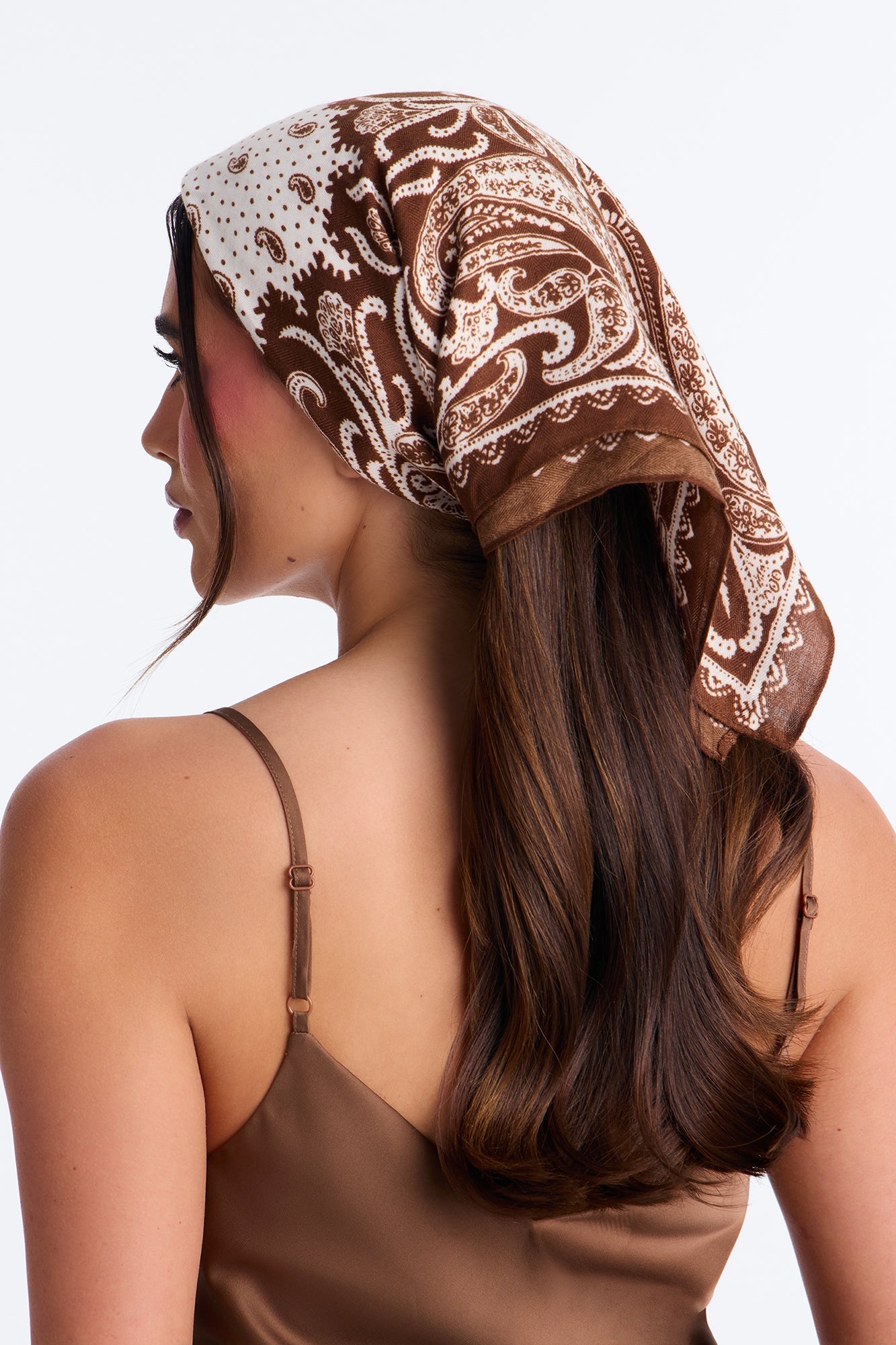Daniela Paisley Oversized Head Scarf - Brown NEWFASHIONEDGE