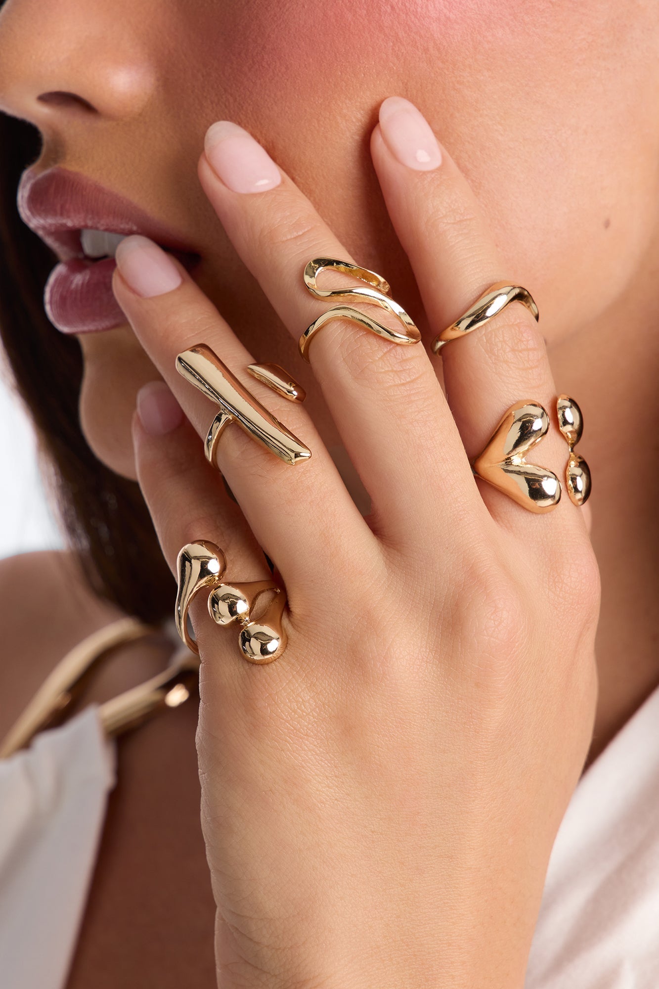 Nothing Matters Abstract 5 Piece Ring Set - Gold NEWFASHIONEDGE