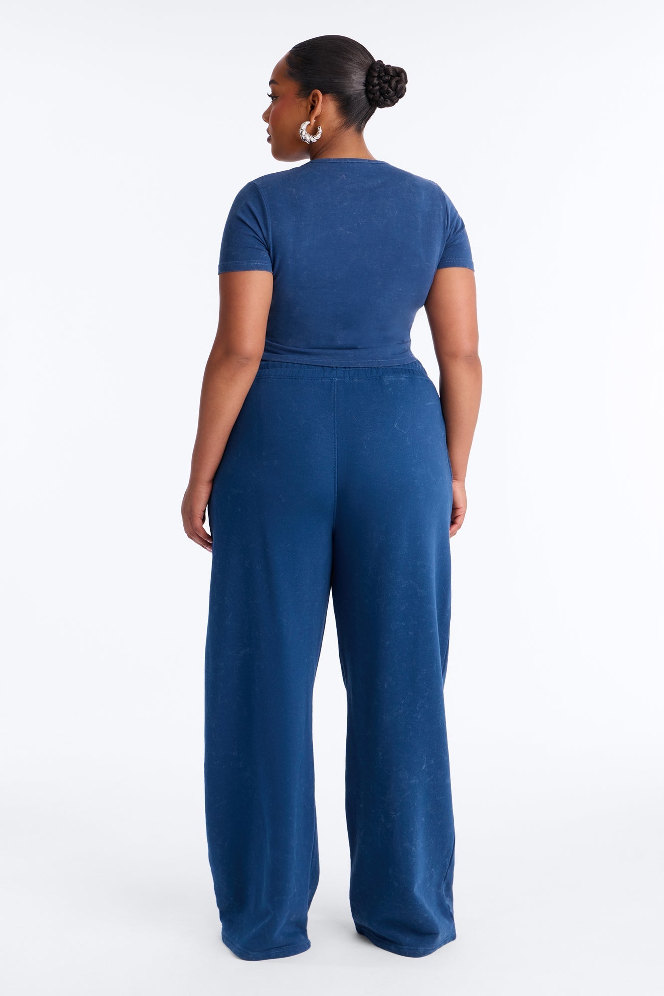 Tokyo Fleece Wide Leg Pant Set - Blue NEWFASHIONEDGE
