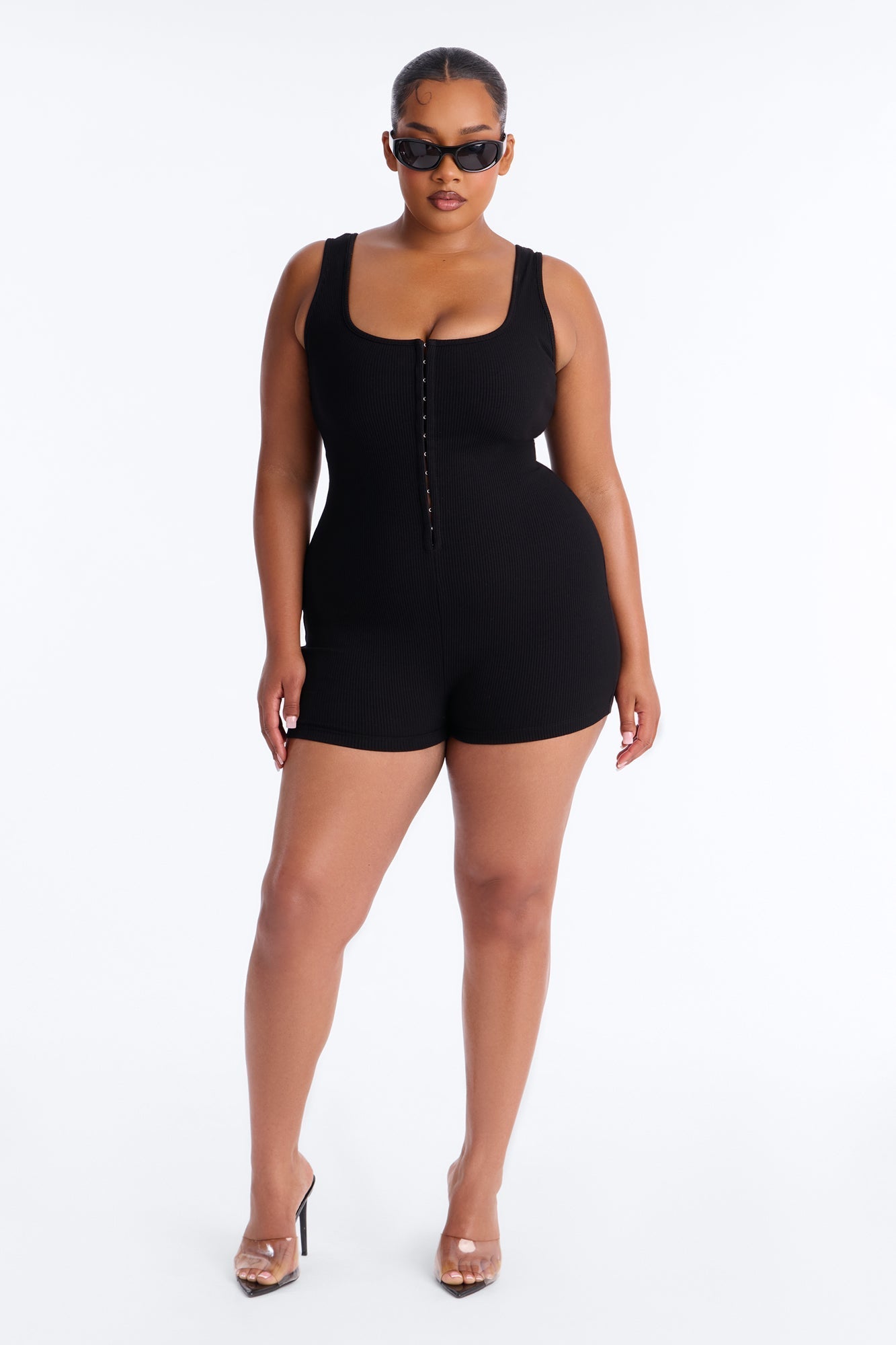 Bec Hook And Eye Snatched Romper - Black NEWFASHIONEDGE
