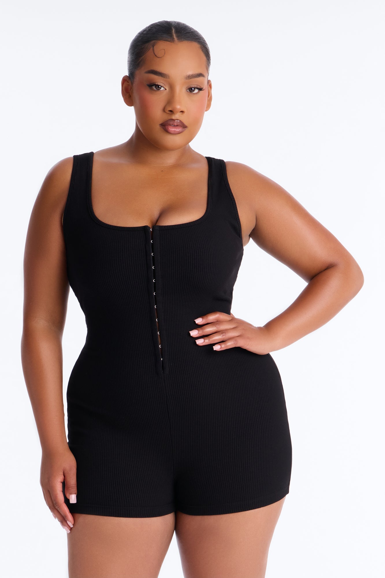 Bec Hook And Eye Snatched Romper - Black