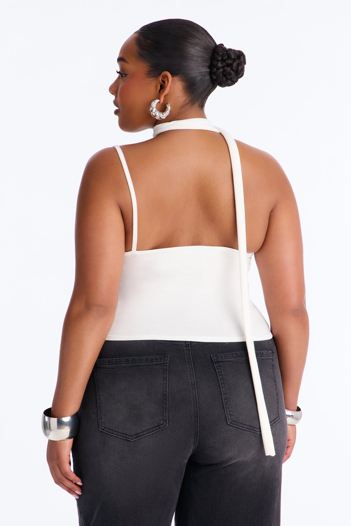 West Coast Moto Scarf Tank Top - White NEWFASHIONEDGE