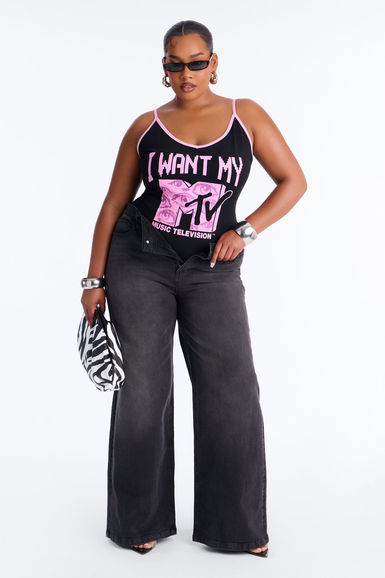 MTV Sleeveless Scoop Neck Bodysuit - Black