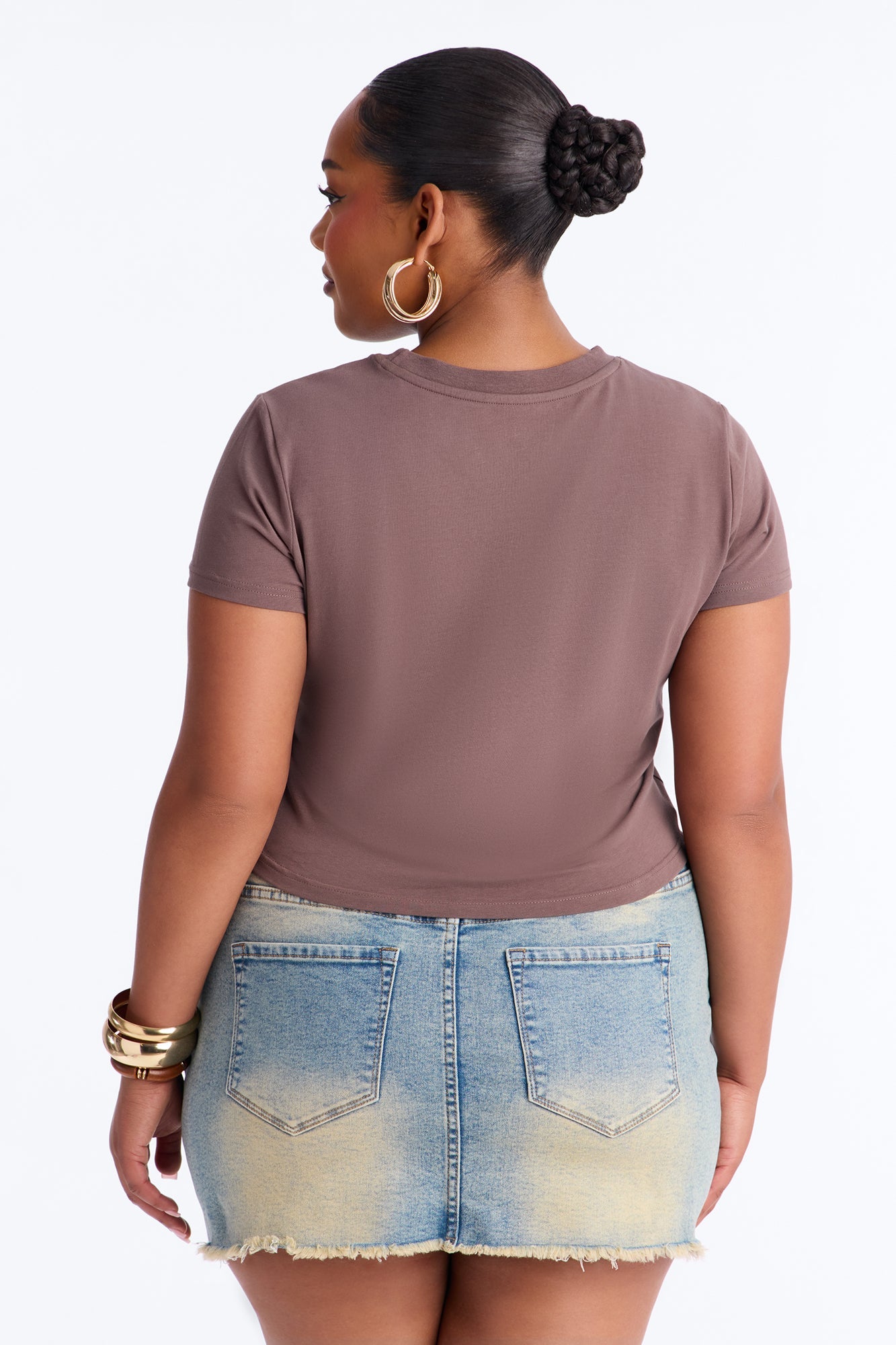 Modelo Collection Rhinestone Baby Tee - Chocolate Fashion Nova