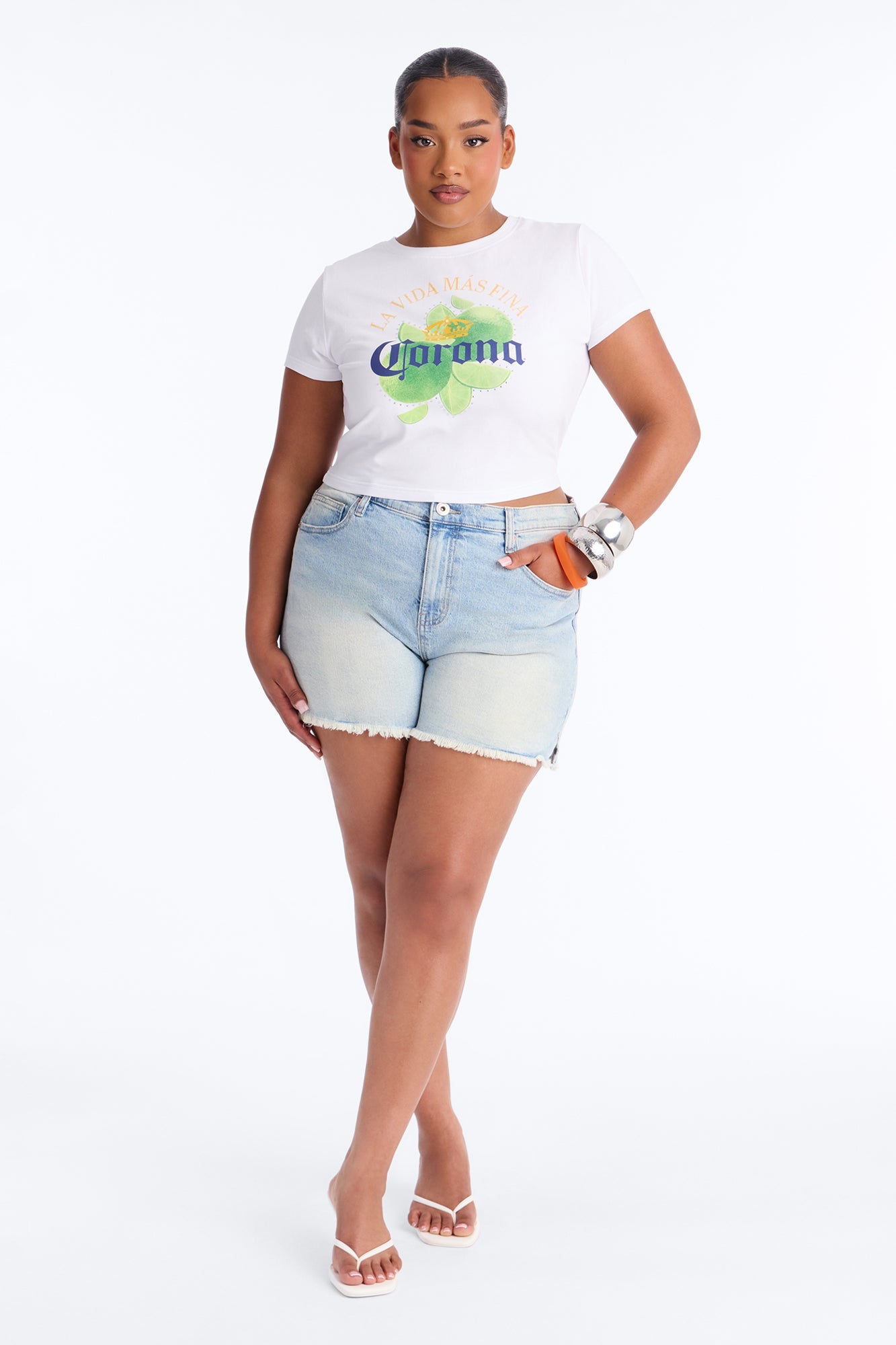 Corona Collection Rhinestone Baby Tee - White Fashion Nova