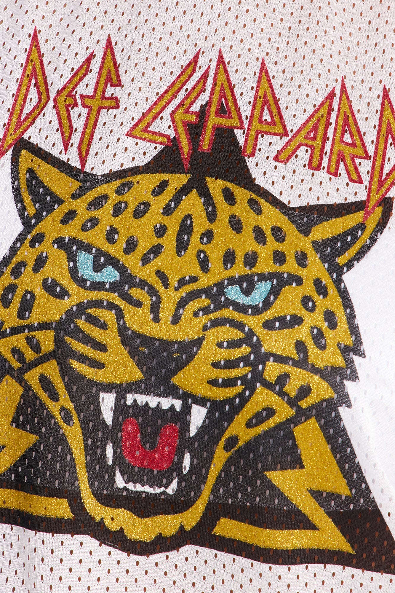 Def Leppard Mesh Cropped Muscle Tee - White