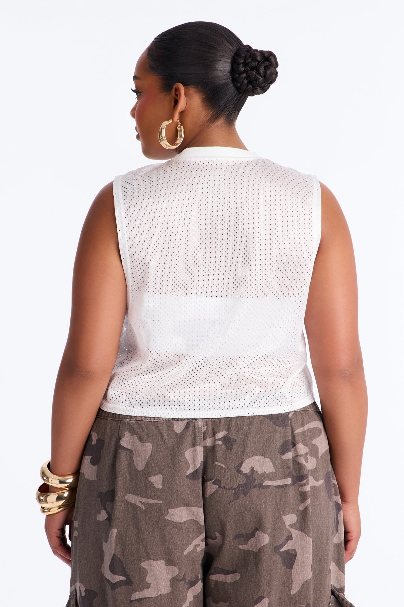 Def Leppard Mesh Cropped Muscle Tee - White