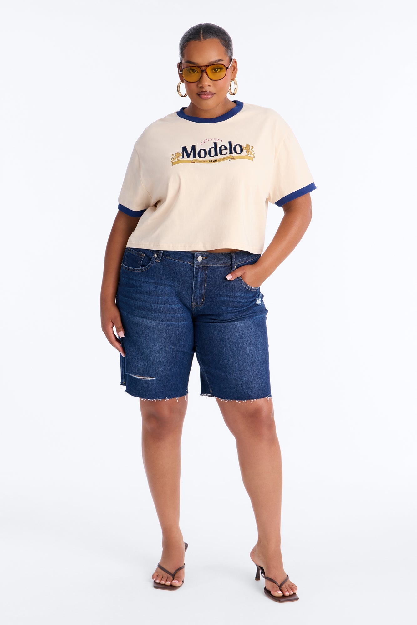 Modelo Collection Flocked Baby Tee - Taupe