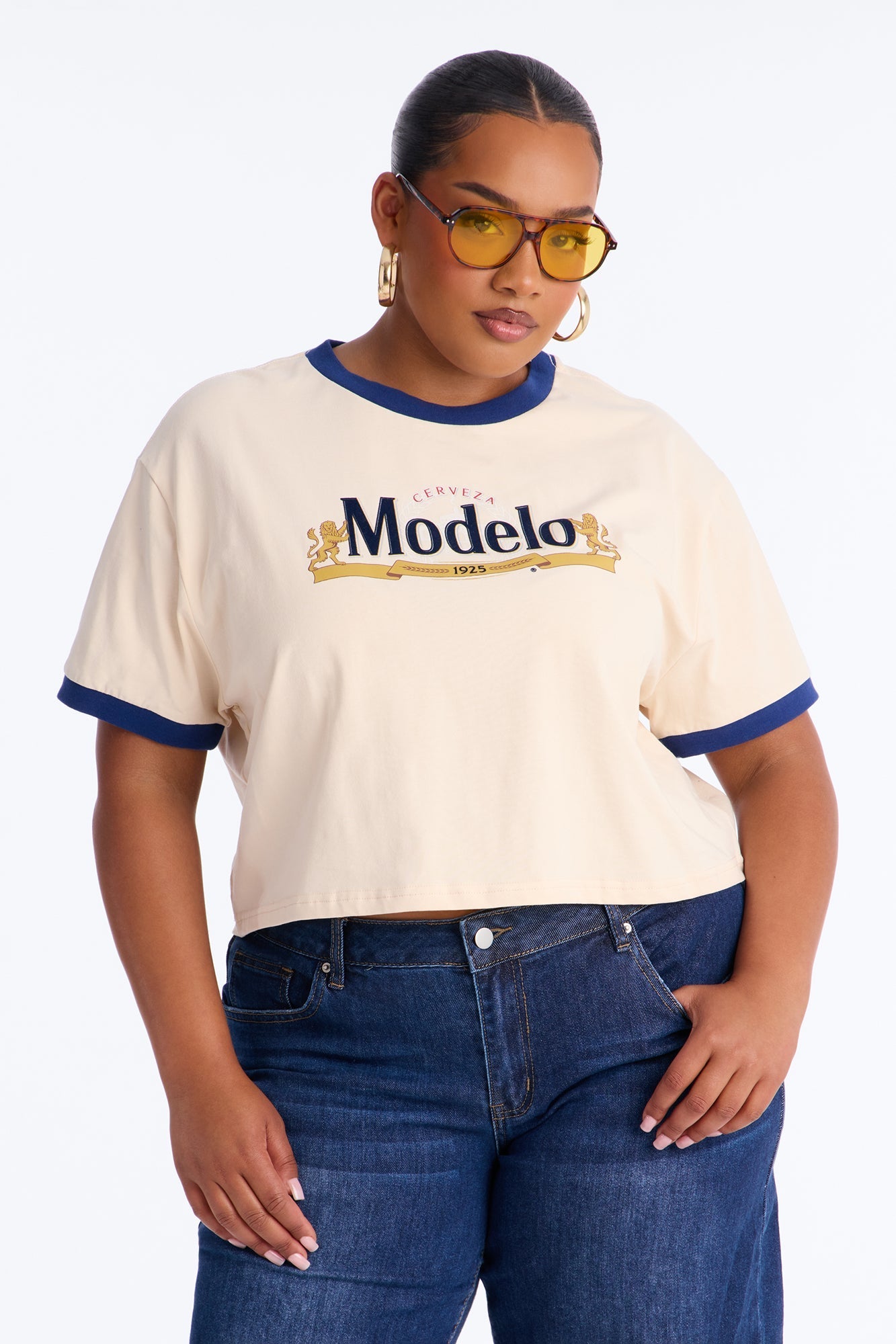 Modelo Collection Flocked Baby Tee - Taupe