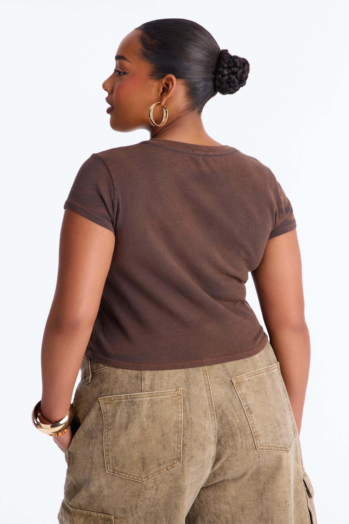 Cowgirl Shit All Day Washed Baby Tee - Brown
