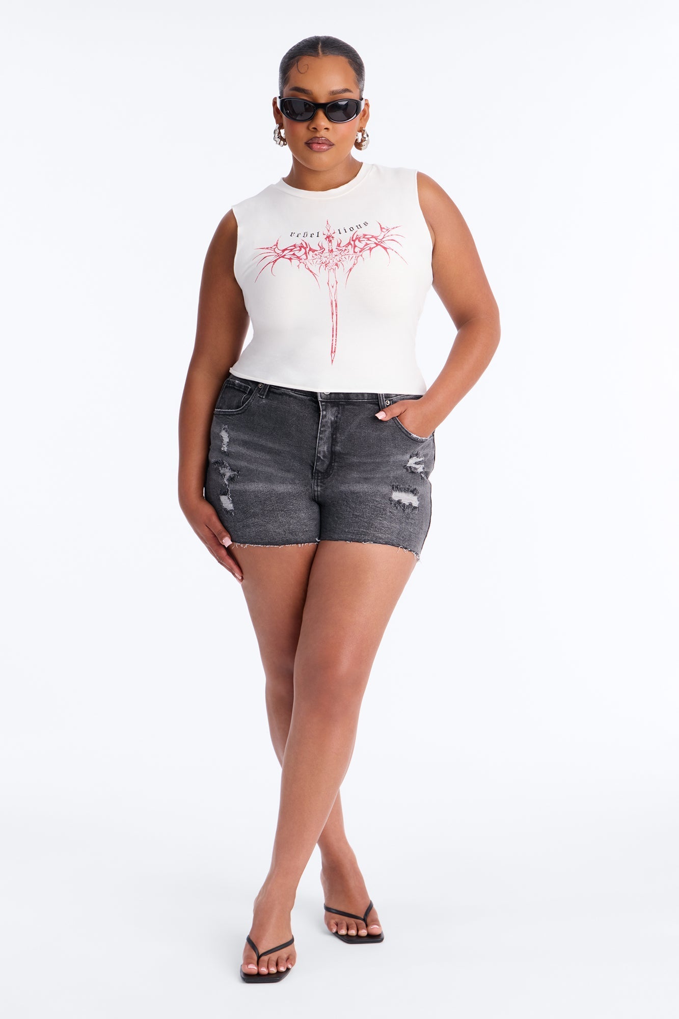 Rebellious Lace Up Tank Top - White NEWFASHIONEDGE