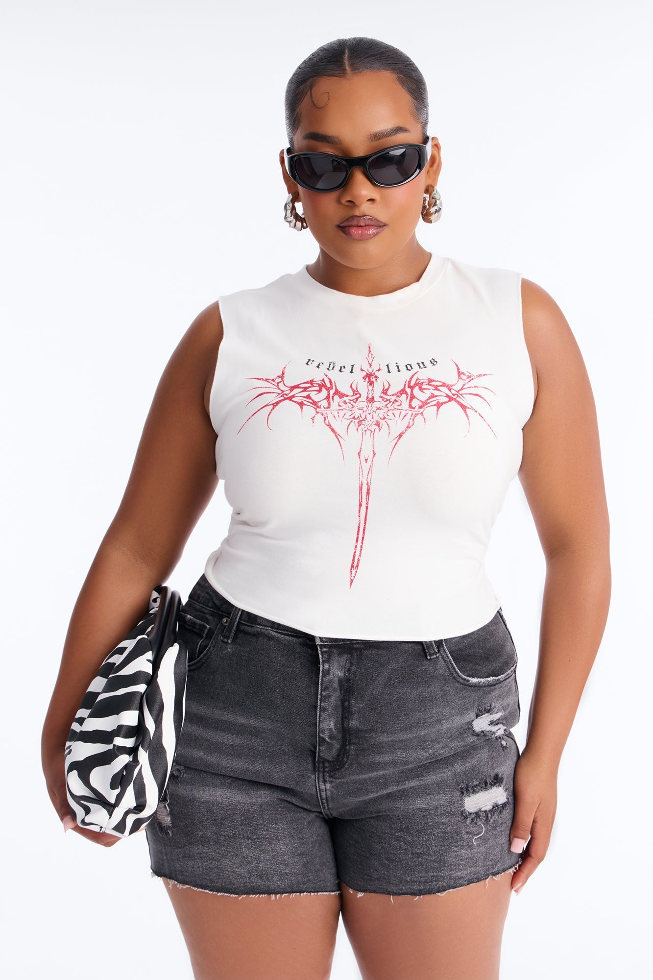 Rebellious Lace Up Tank Top - White NEWFASHIONEDGE