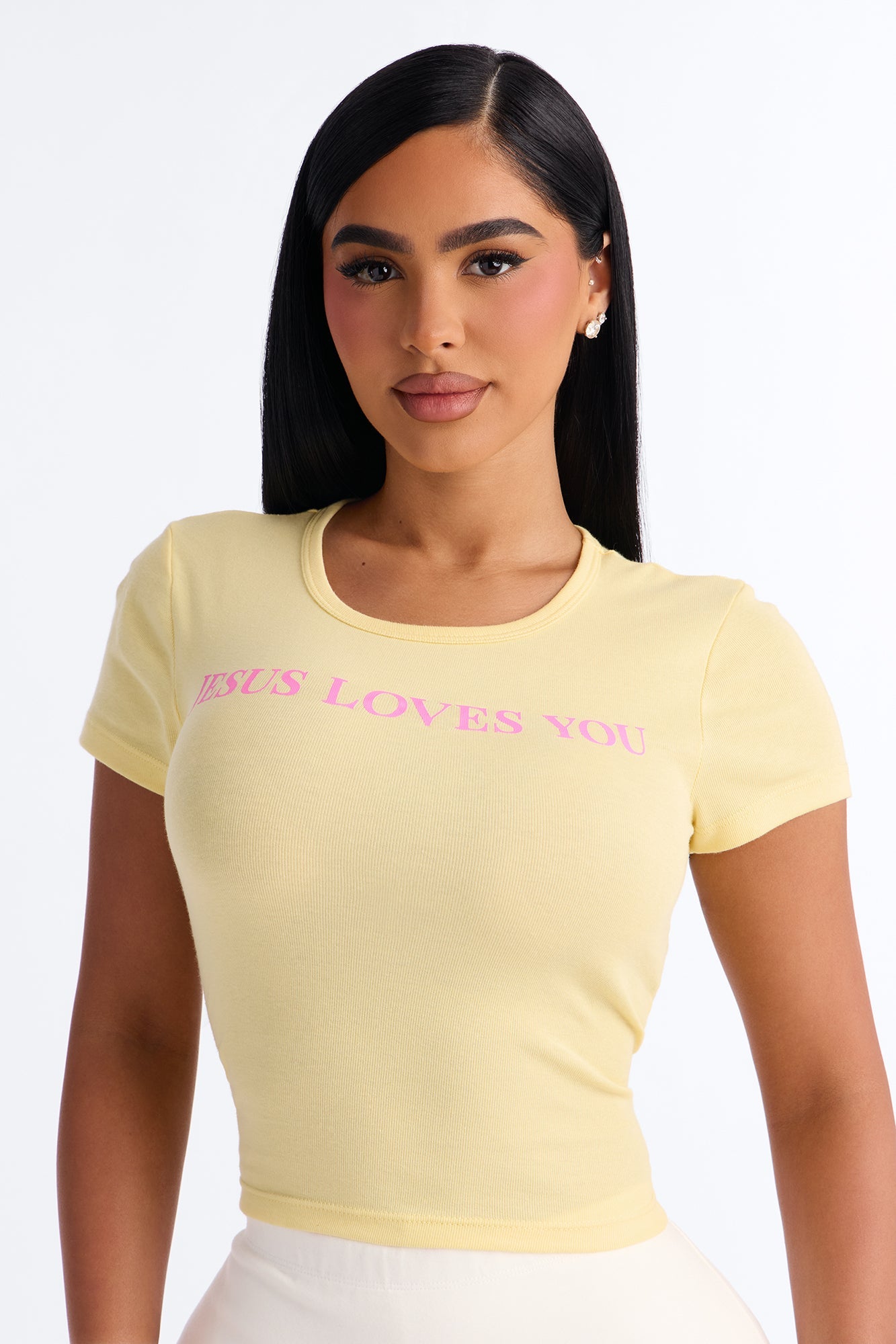 Jesus Loves You Baby Tee - Butter Yellow