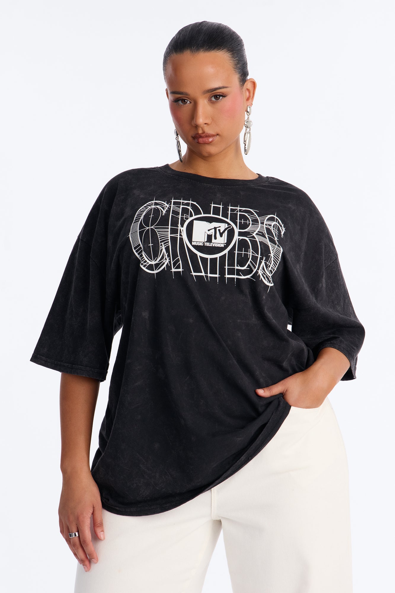 Cribs Oversized Washed Tee - Black Wash NEWFASHIONEDGE