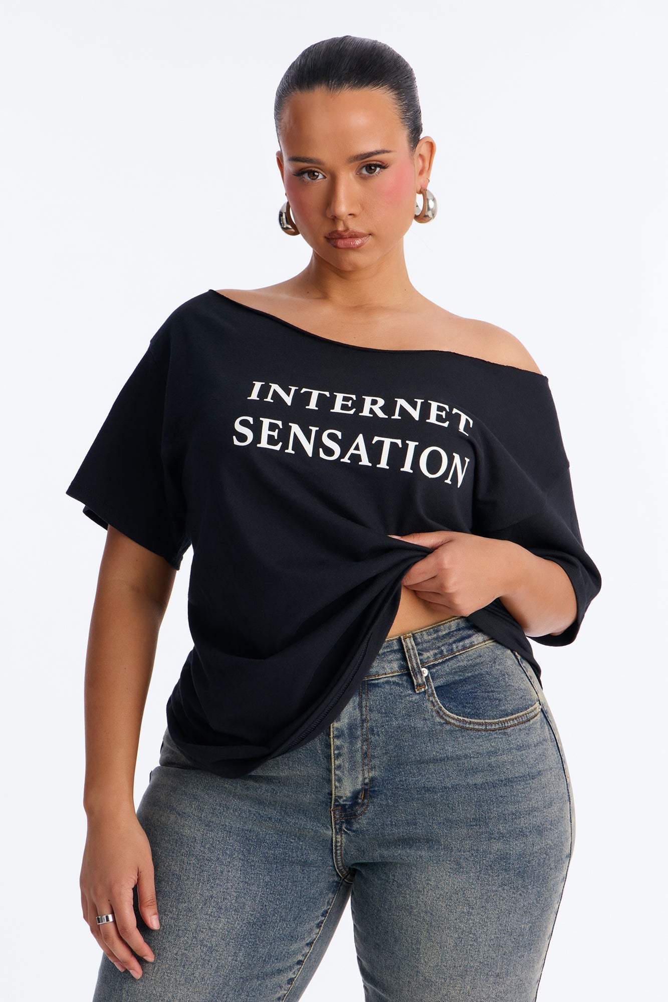 Internet Sensation Off Shoulder Top - Black NEWFASHIONEDGE