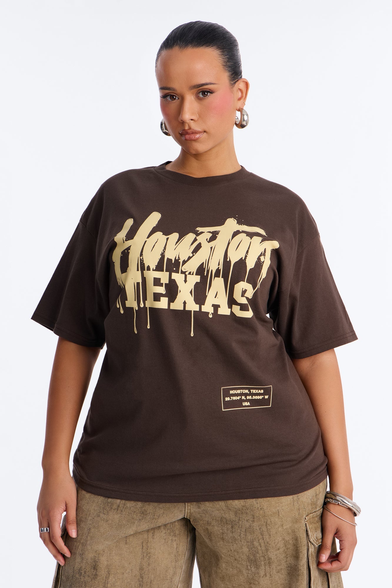 Houston Drip Tee - Brown