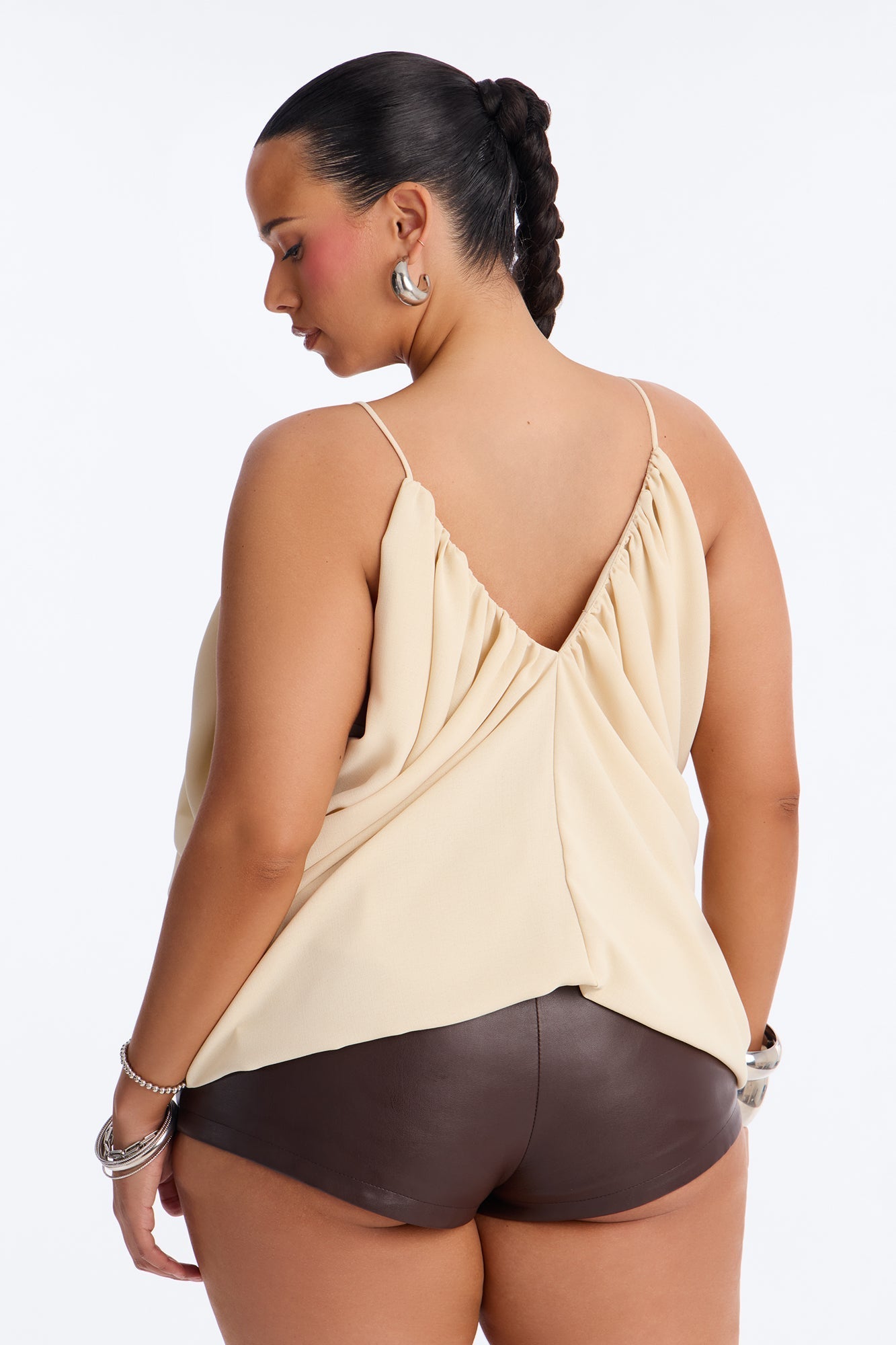 Wild In Bloom Ruched Chiffon Top - Cream