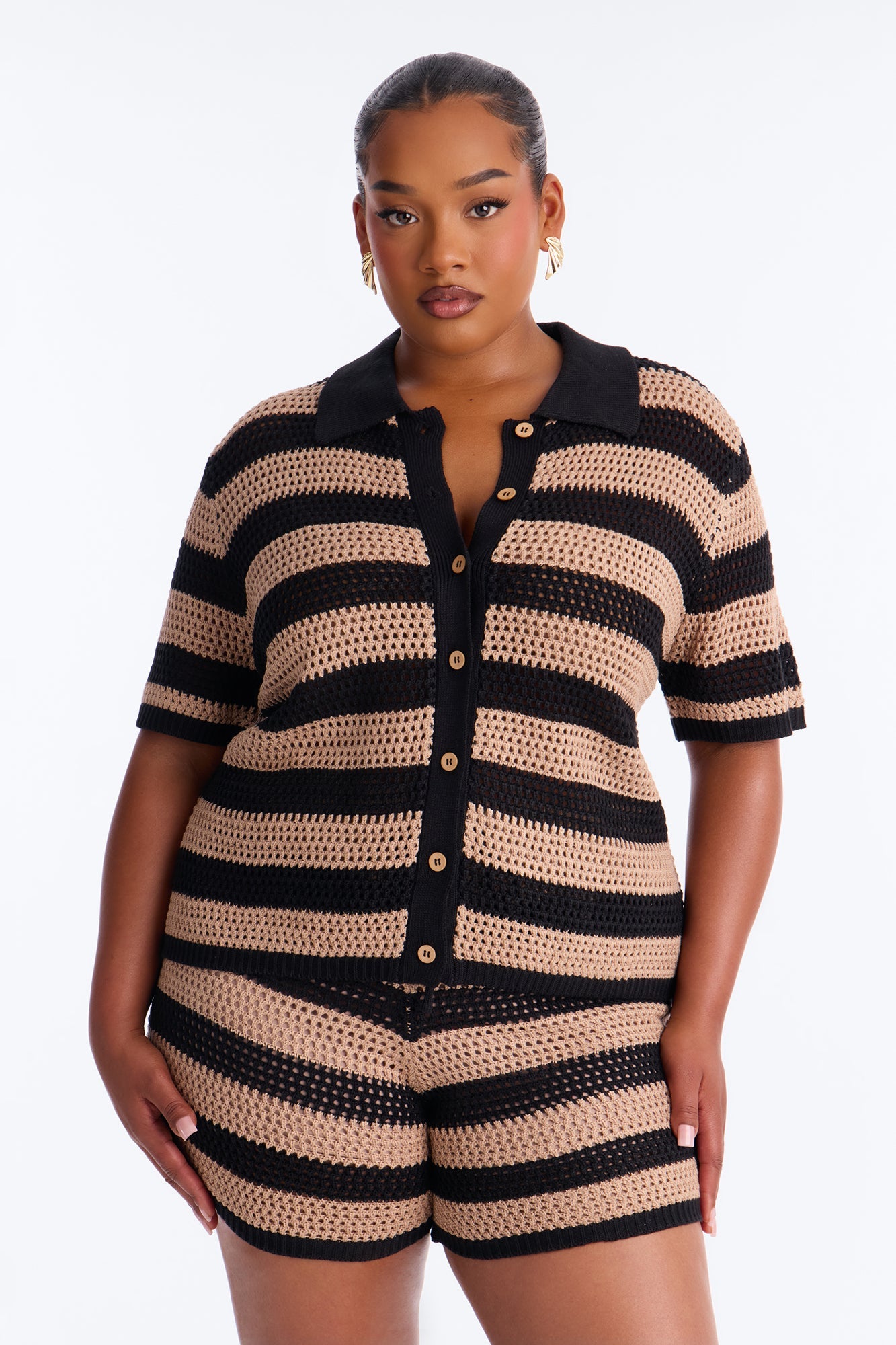 By The Waves Crochet Short Set - Black/combo Fashion Nova