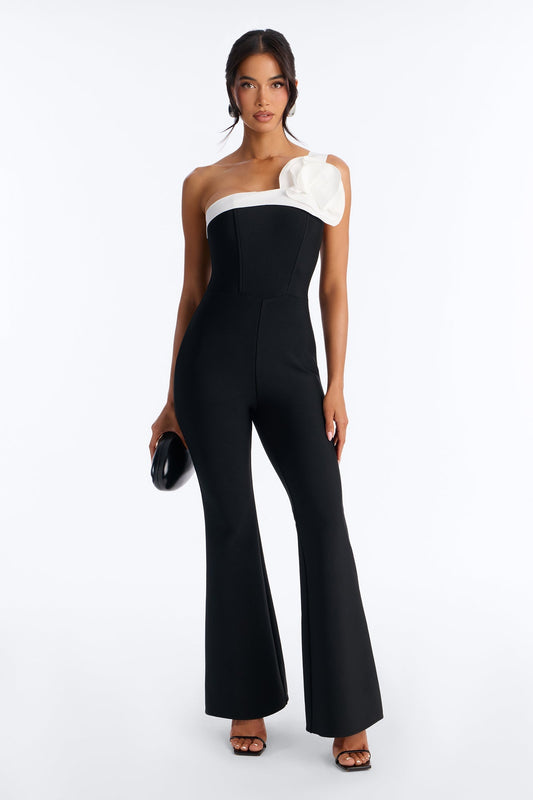 Short Fraya Bandage Flare Jumpsuit - Black