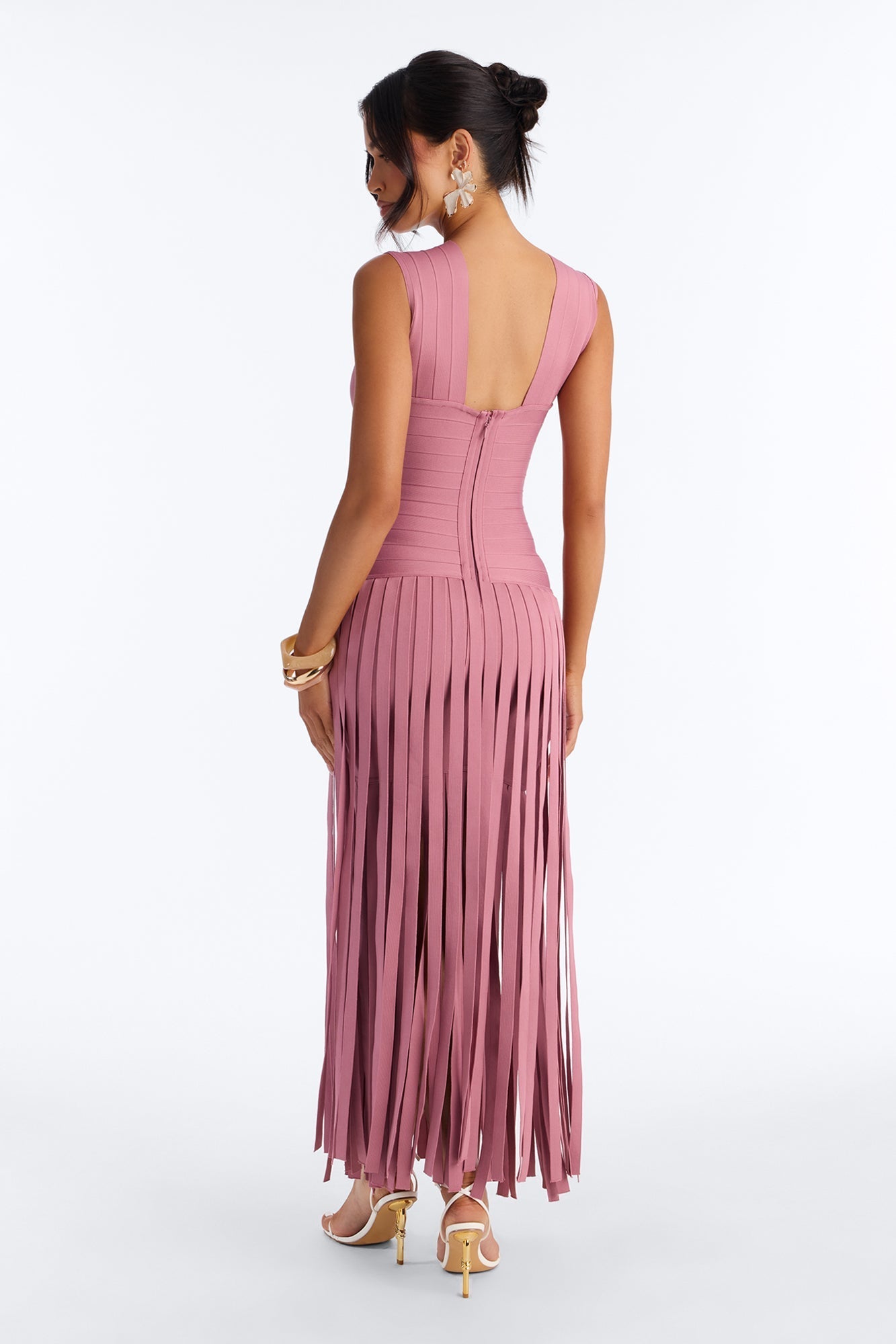 Alliana Bandage Fringe Maxi Dress - Mauve
