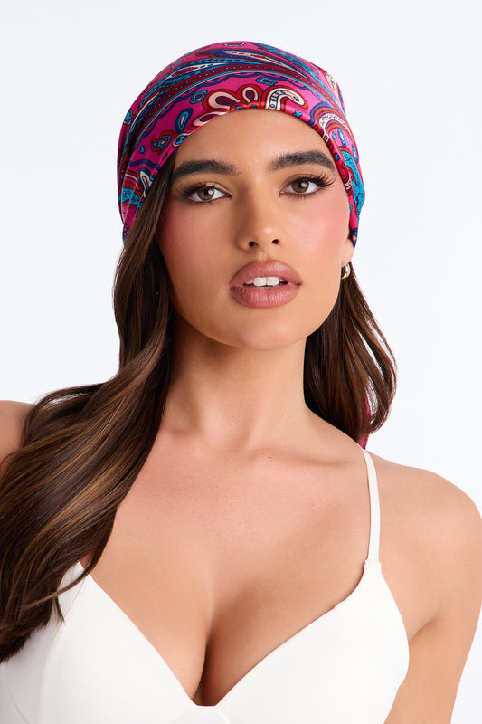 Lilly Paisley Head Scarf - Fuchsia