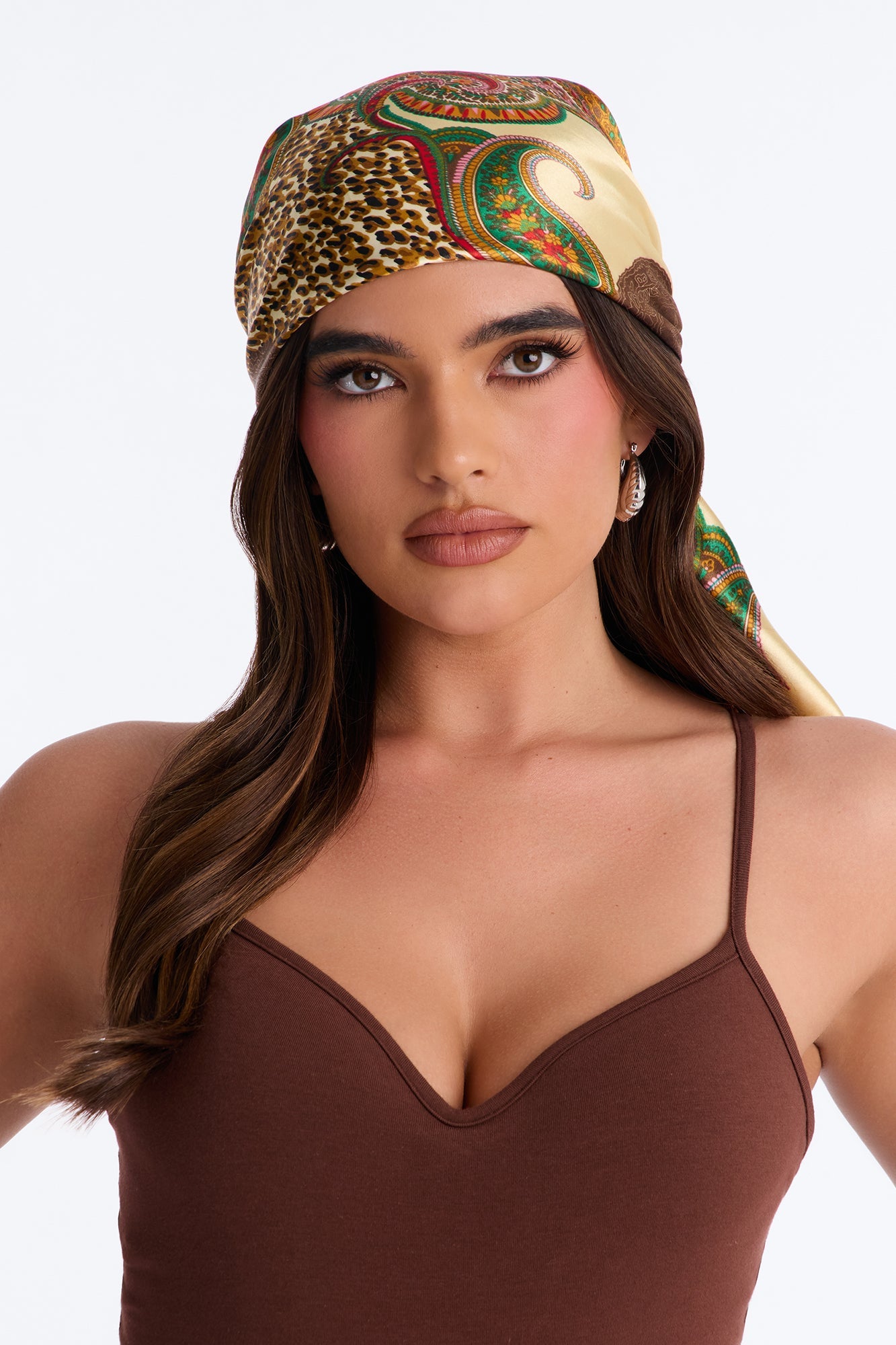 Susanna Paisley Head Scarf - Beige