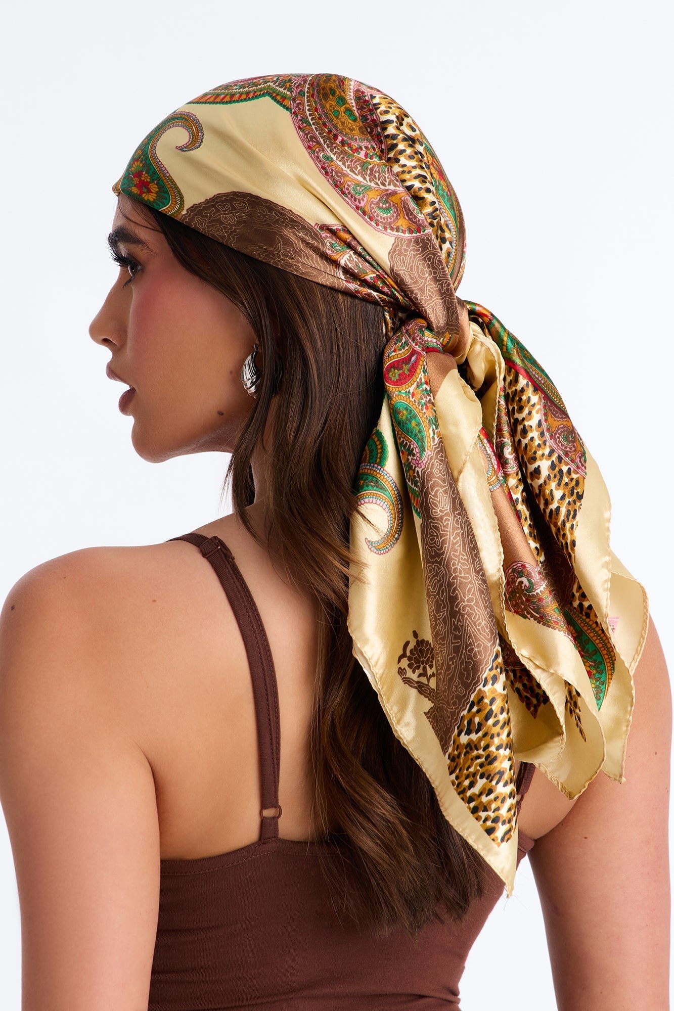 Susanna Paisley Head Scarf - Beige NEWFASHIONEDGE