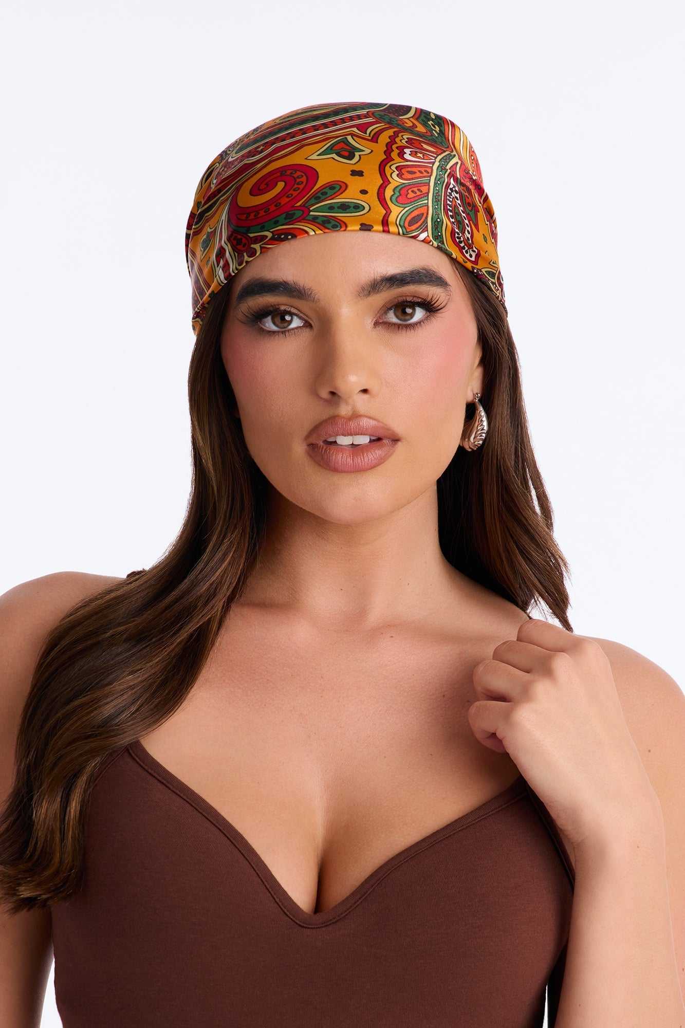 Lilly Paisley Head Scarf - Orange NEWFASHIONEDGE