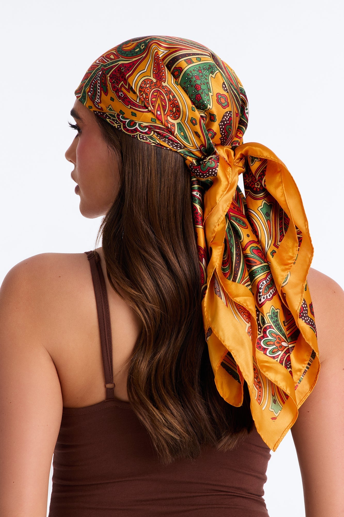 Lilly Paisley Head Scarf - Orange NEWFASHIONEDGE