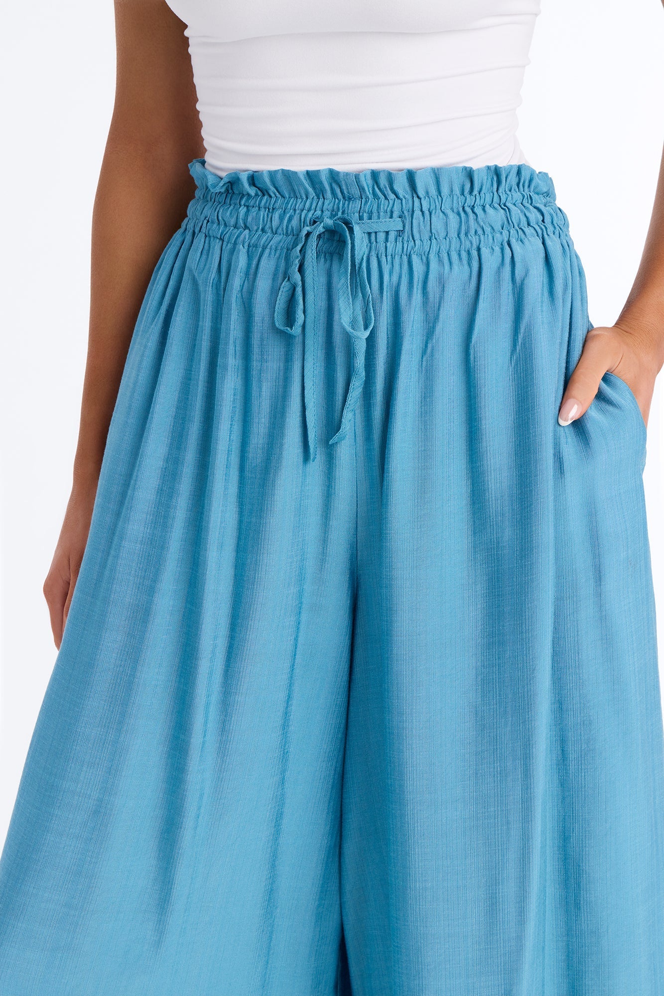 Lainey High Rise Wide Leg Pant 33″ - Teal