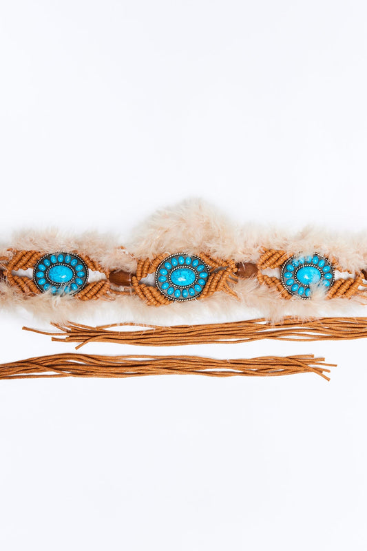 Voodoo Vibes Braided Faux Suede Belt - Brown/combo