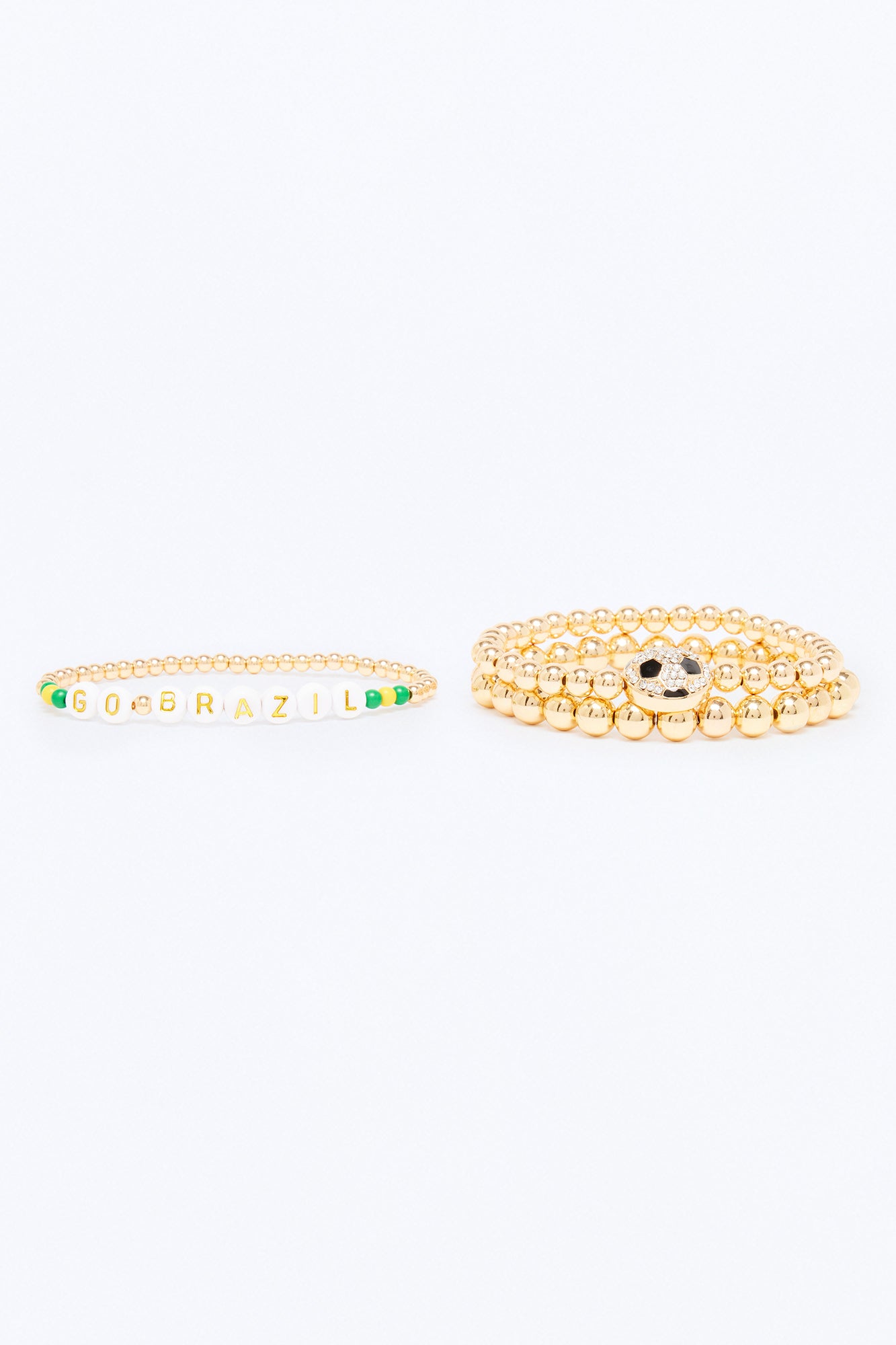 Go Brazil Soccer 3 Piece Bracelet Set - Gold/combo