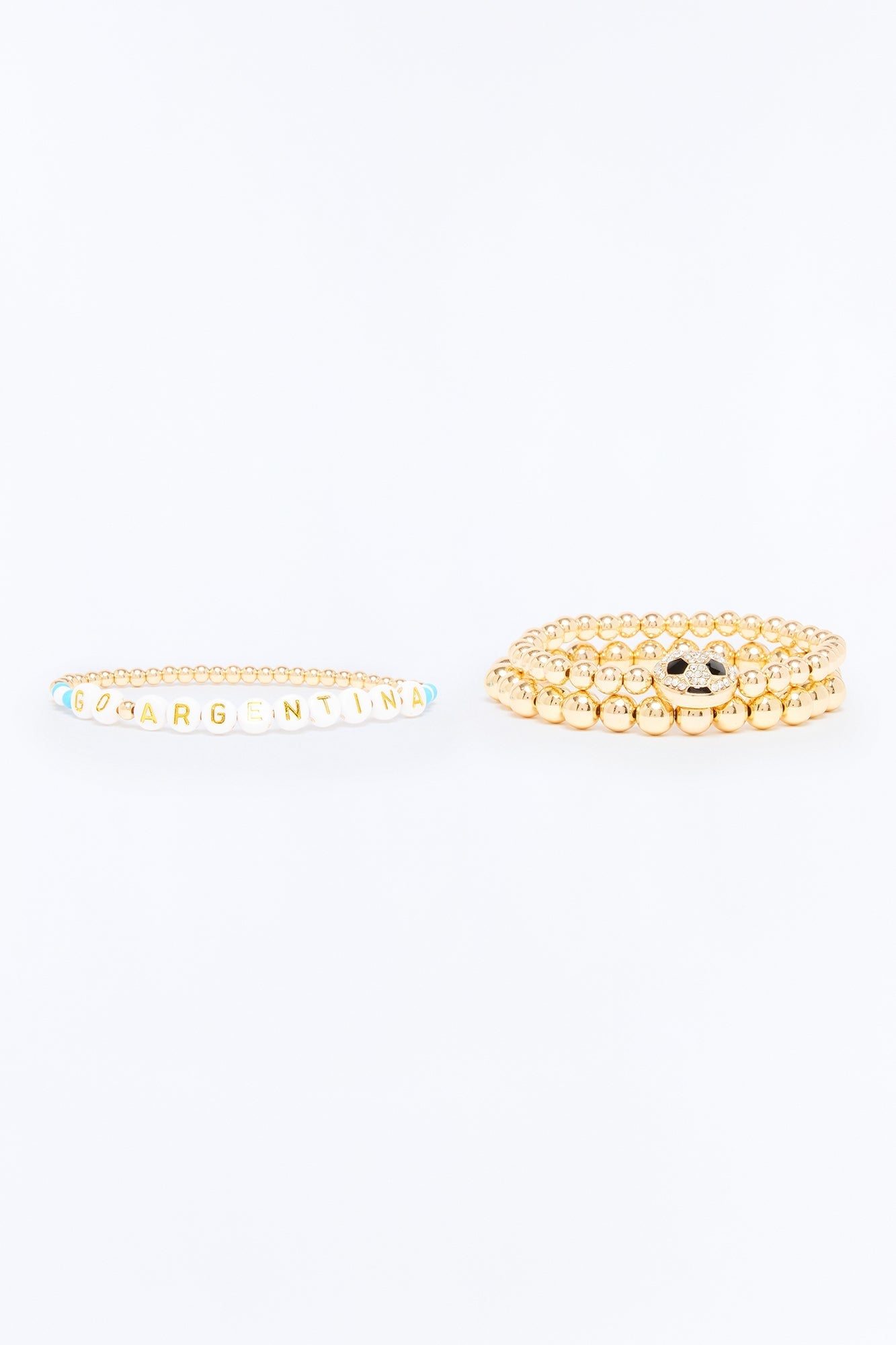 Go Argentina Soccer 3 Piece Bracelet Set - Gold/Blue