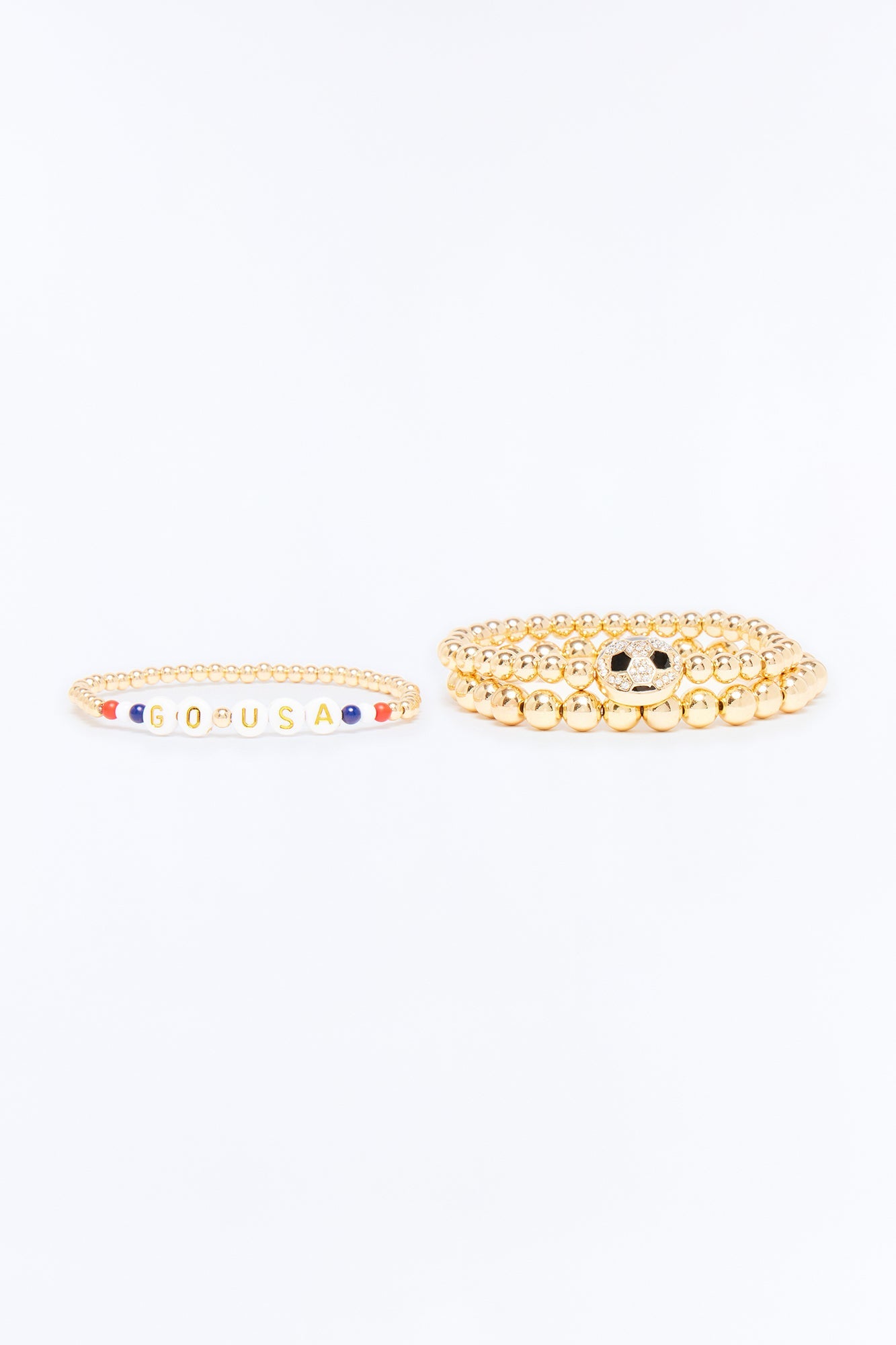 Go USA Soccer 3 Piece Bracelet Set - Gold/combo