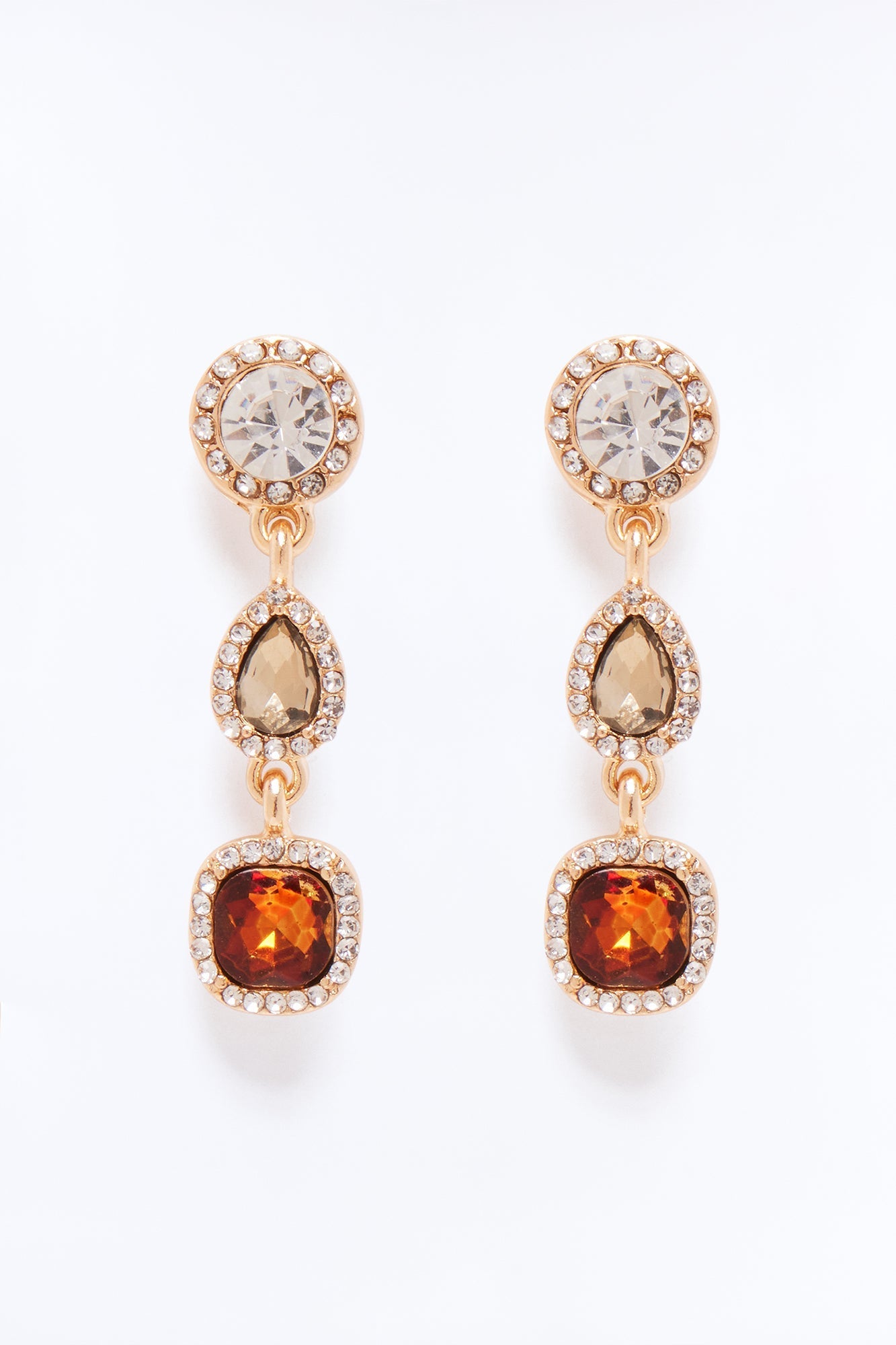 A Good Rule Rhinestone Earrings - Gold/combo