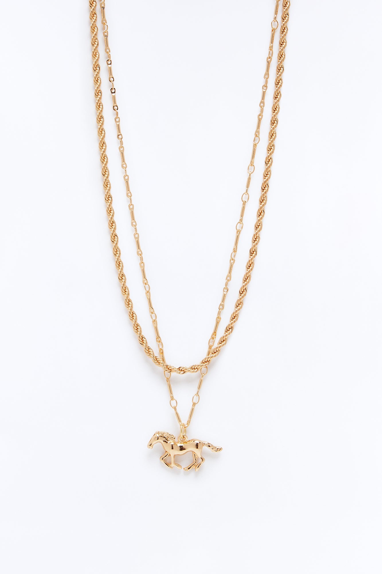Ride A Horse Pendant Necklace - Gold