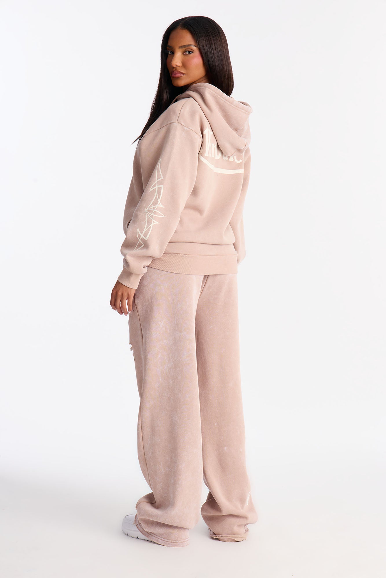 Von Dutch Washed Zip Up Sweatshirt - Taupe