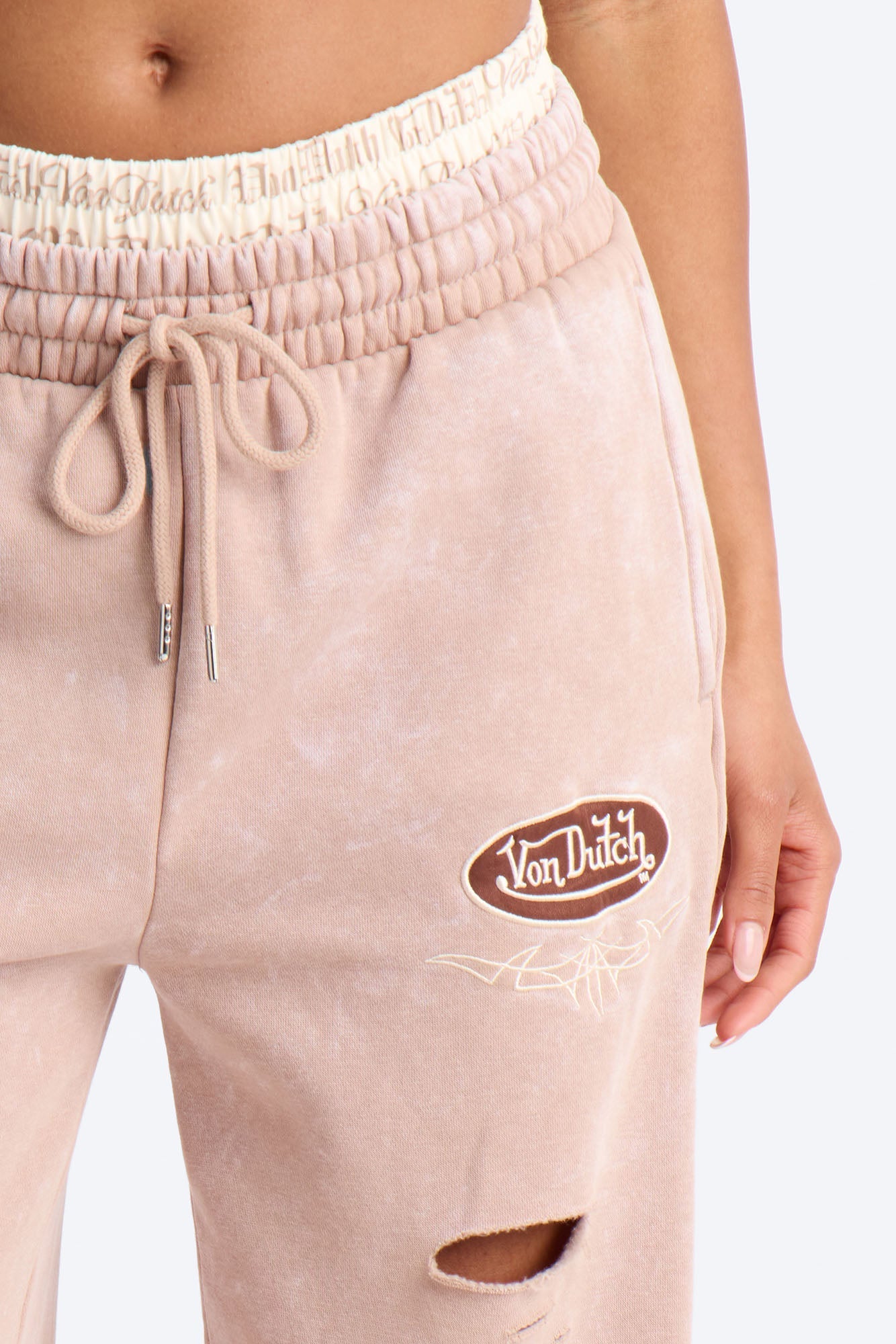 Von Dutch Wide Leg Washed Pant - Taupe NEWFASHIONEDGE