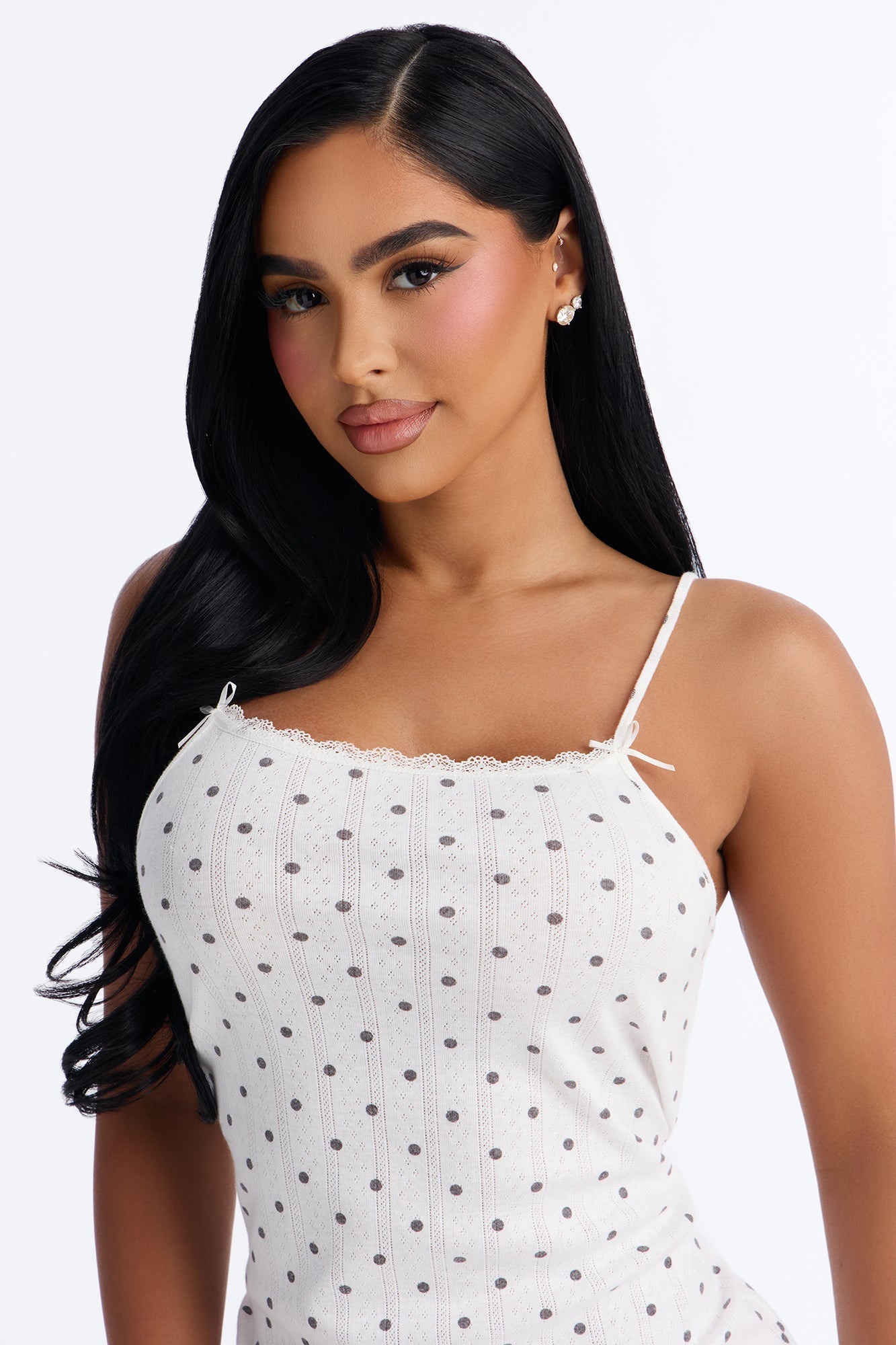 Sweet And Spotted Mini Sleep Dress - White/Black