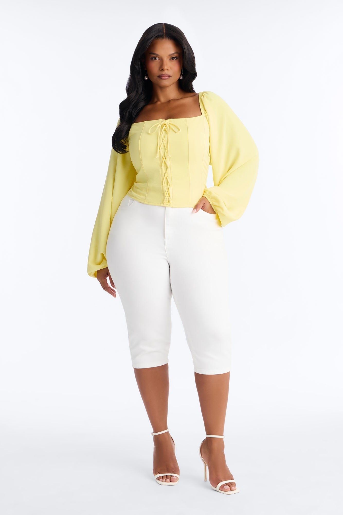 Out To Play Lace Up Airflow Top - Butter Yellow