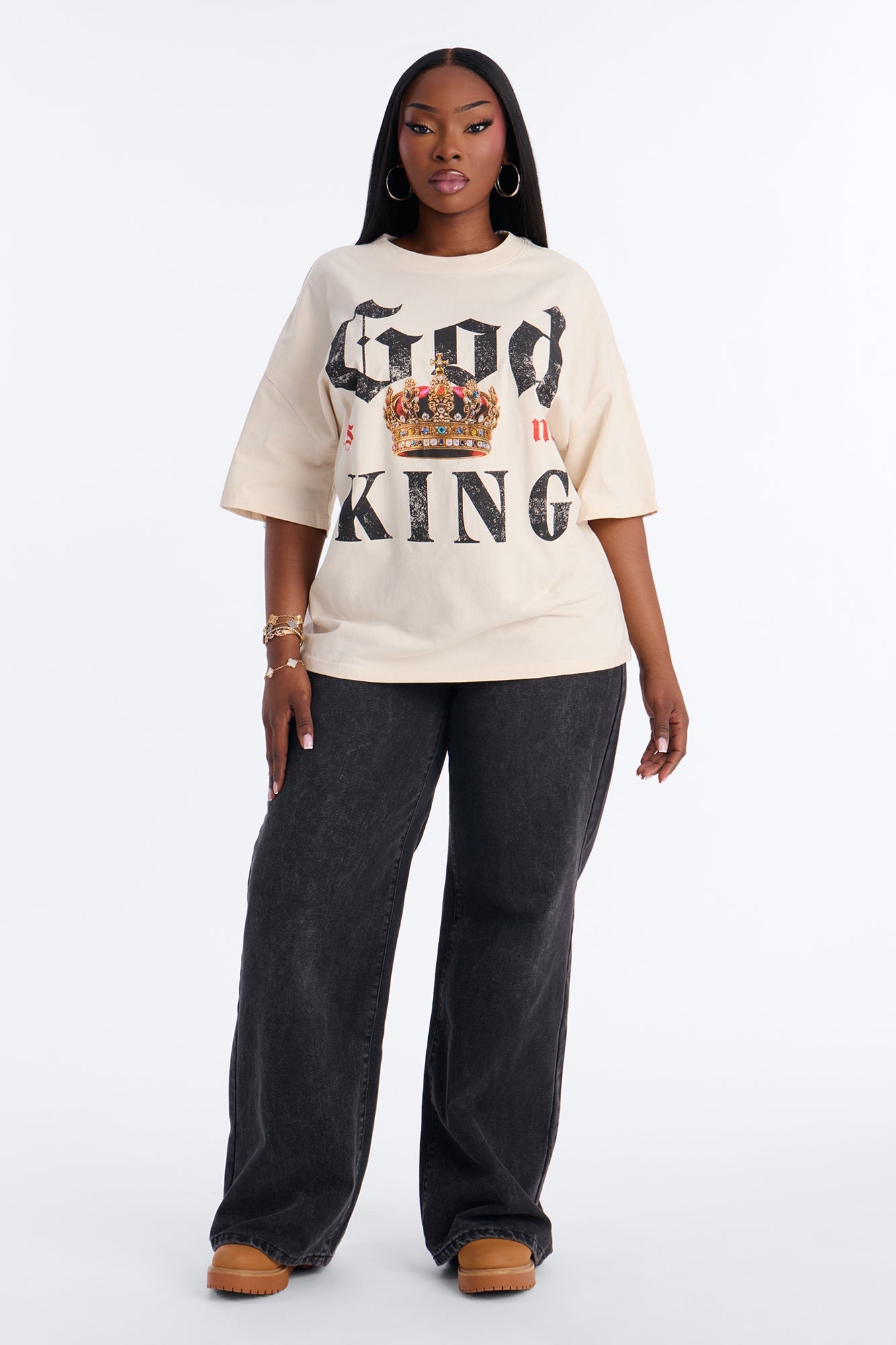God Is My King Oversized Tee - Off White